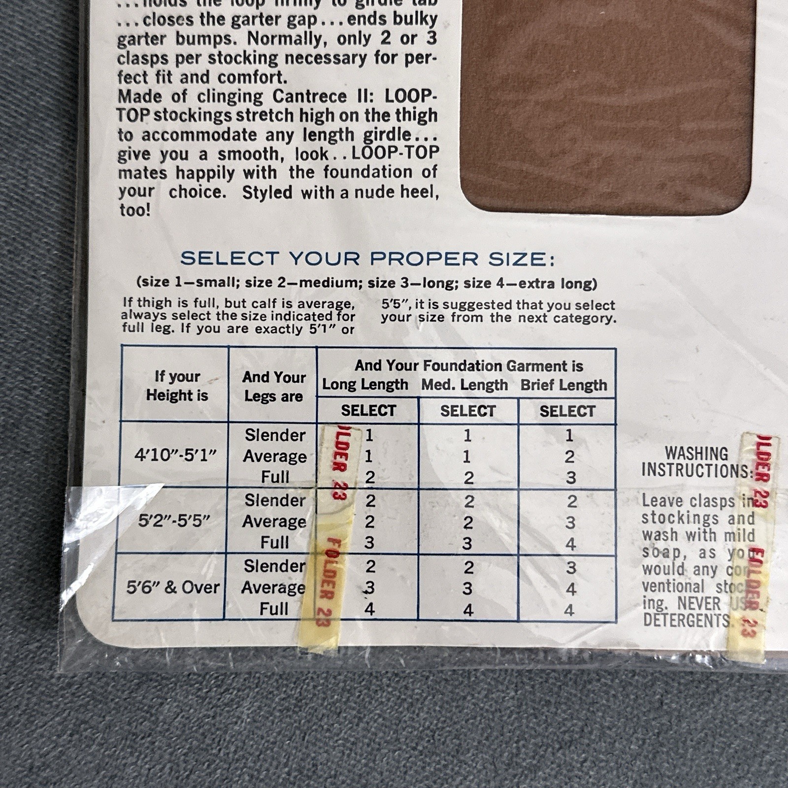 Vintage Loop-Top Park Avenue Nylon Stockings Cantrece II NOS Size 2 Clasps 1960s