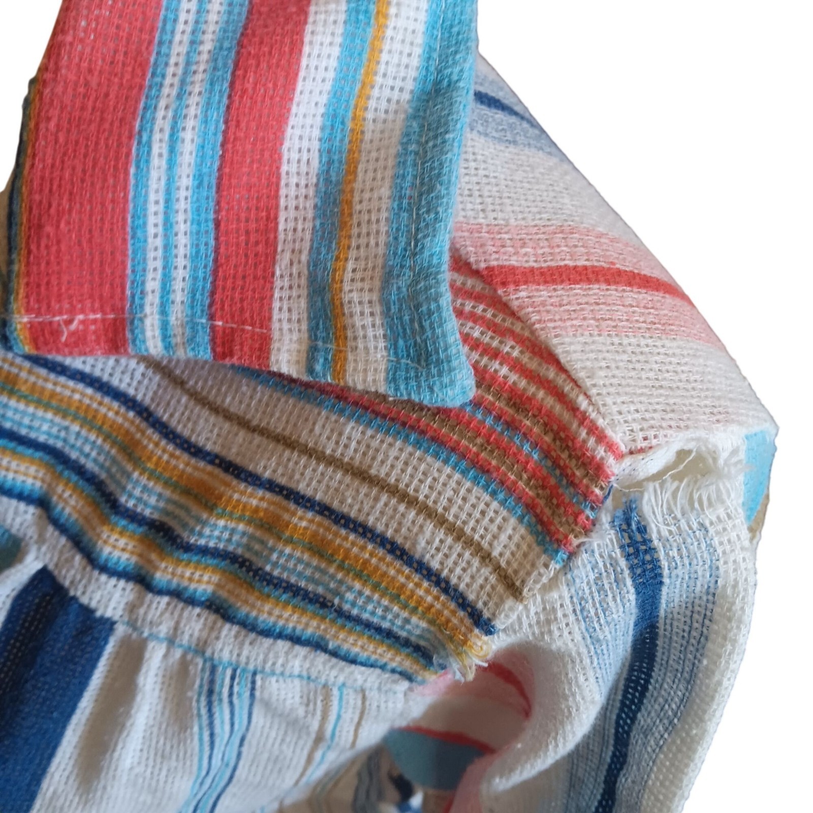 True Vintage Hippy Top Medium Colorful Striped 1970’s Boho Tunic Shirt Pocket