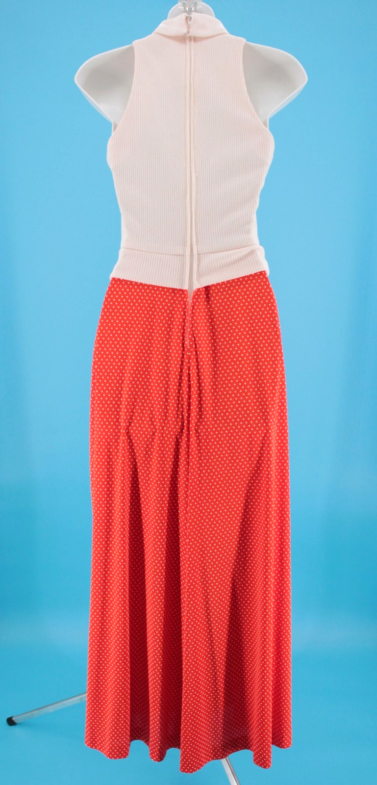VTG Women’s 70s White & Red Polka Dot Wide Leg / Palazzo Jumpsuit XS 1970s PBJ