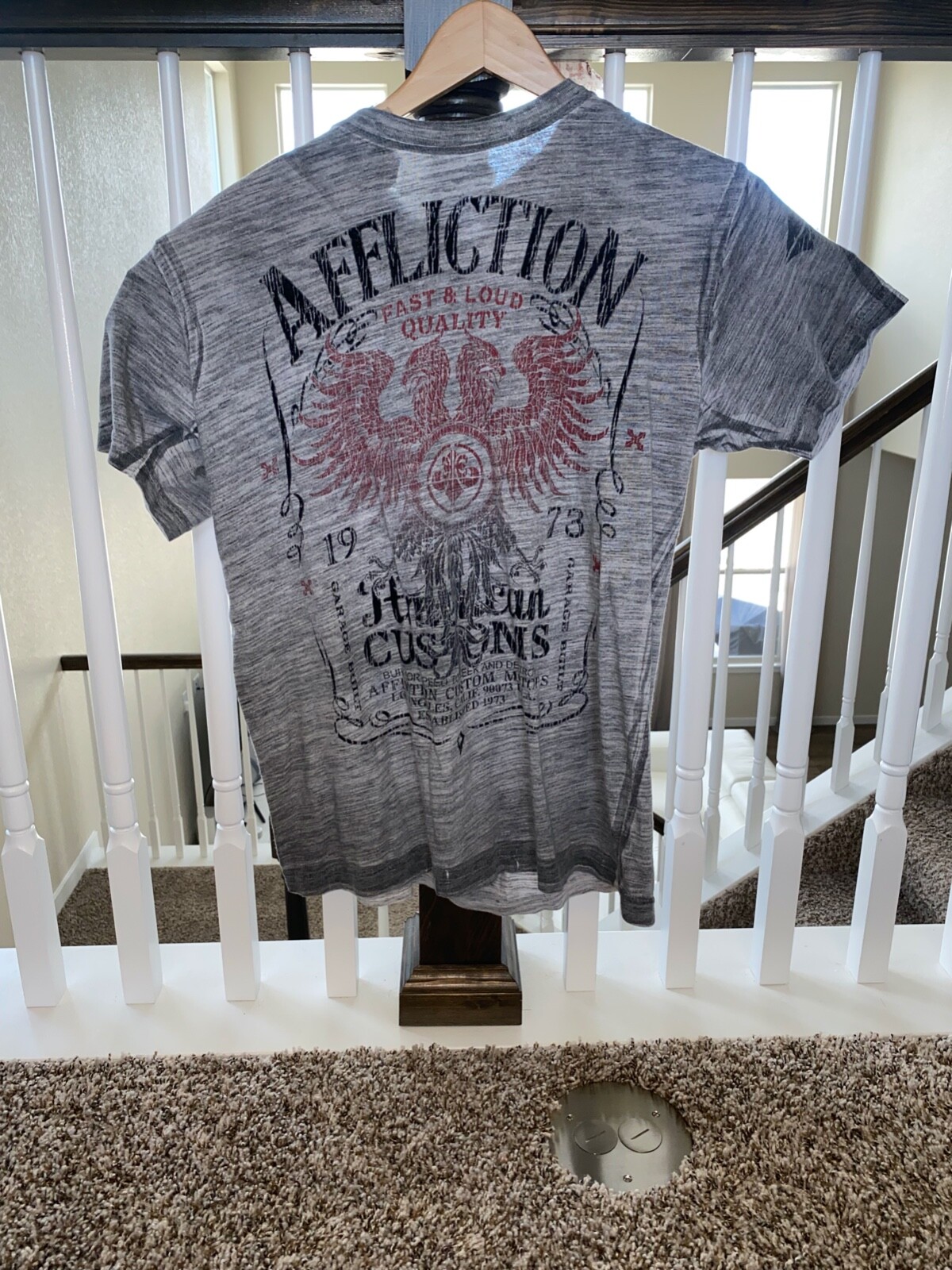 AFFLICTION American Customs Motors Garage Built Mens Gray T-Shirt Size M