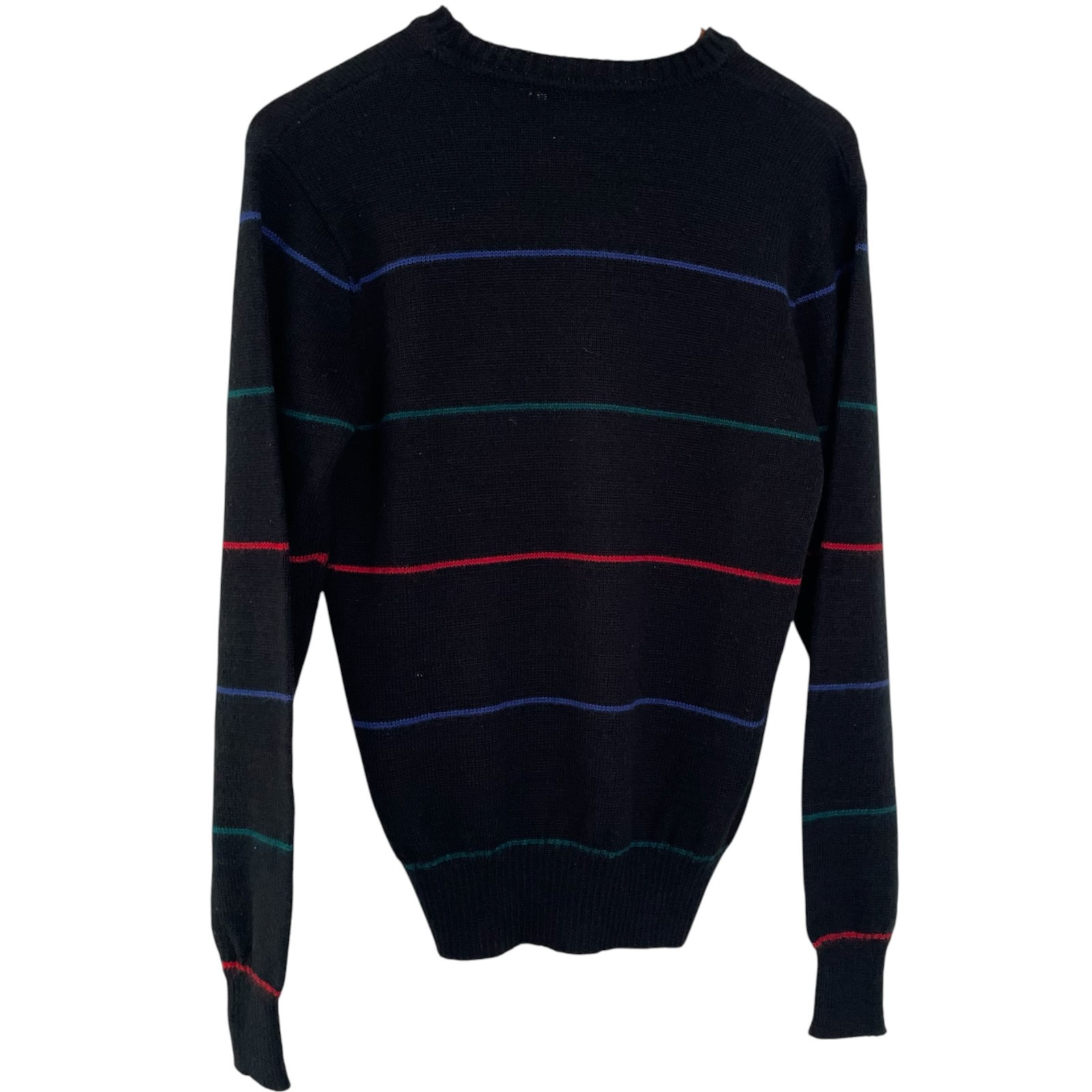 Vintage 80s City Streets Crew Neck Sweater Medium Black Striped Triangle Print