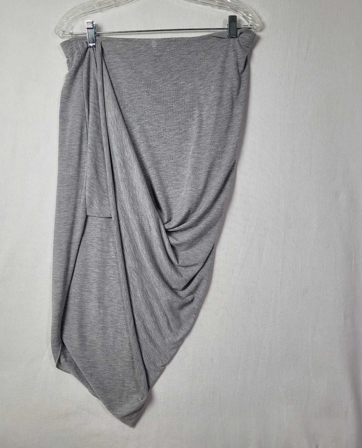 H&M Divided Gray Draped Asymmetrical Skirt Women’s Size L Polyester Viscose