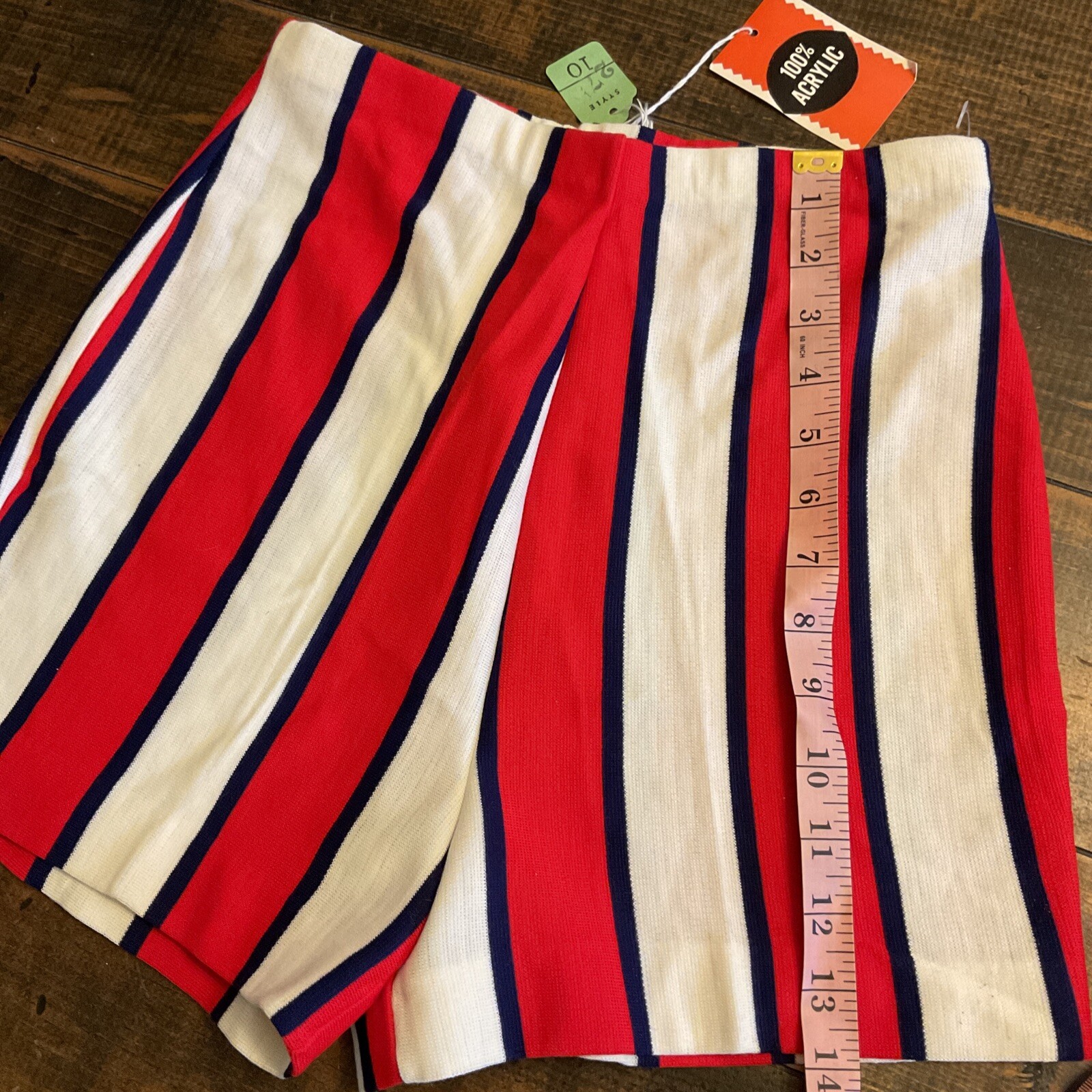 vintage 1950s 1960s 1970s Patriotic Striped Shorts Summer Beach Retro Red White