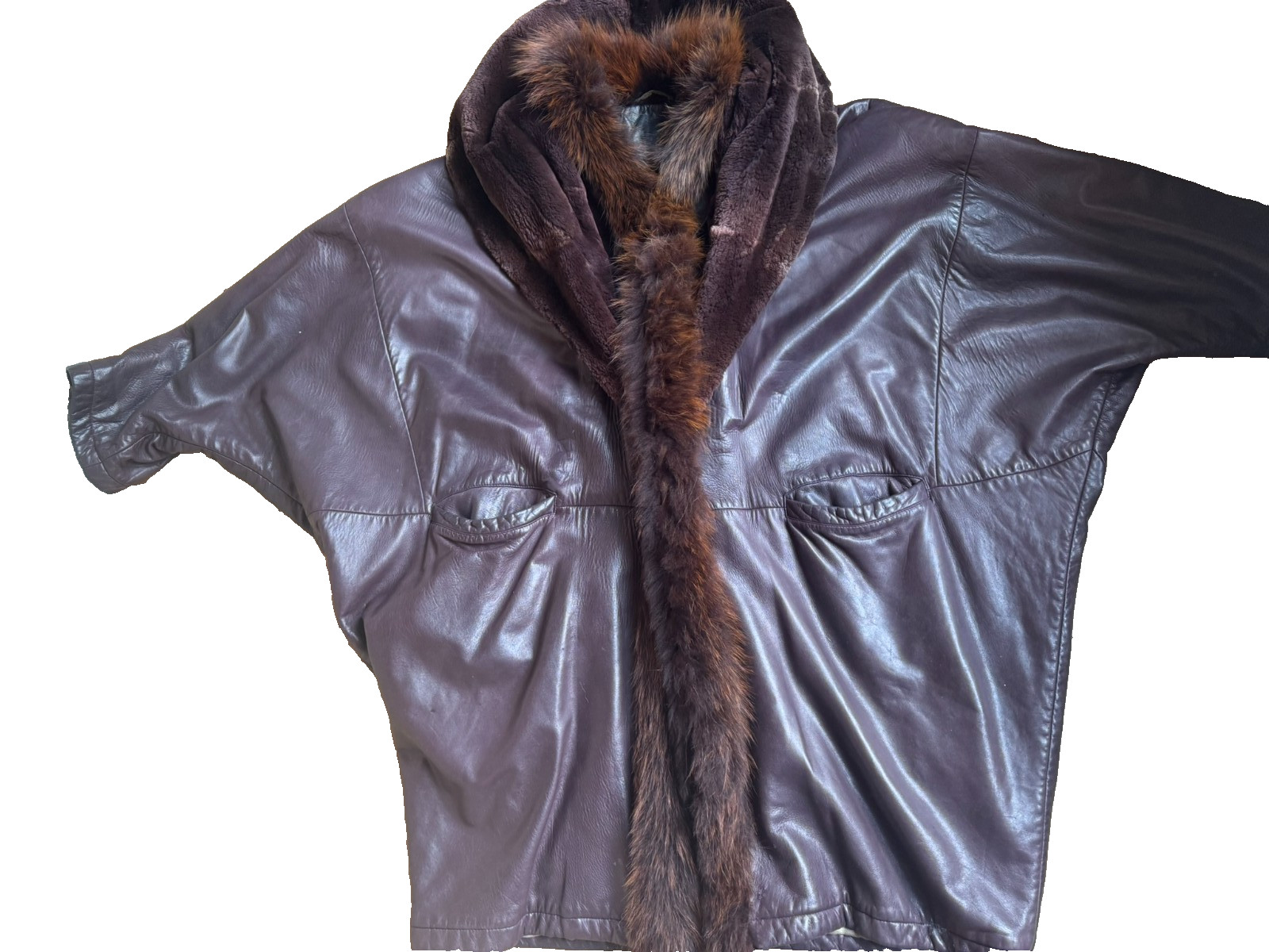 Vintage Leather Coat XL 80s Italy Lamb Nappa Shearling Oversized Venus
