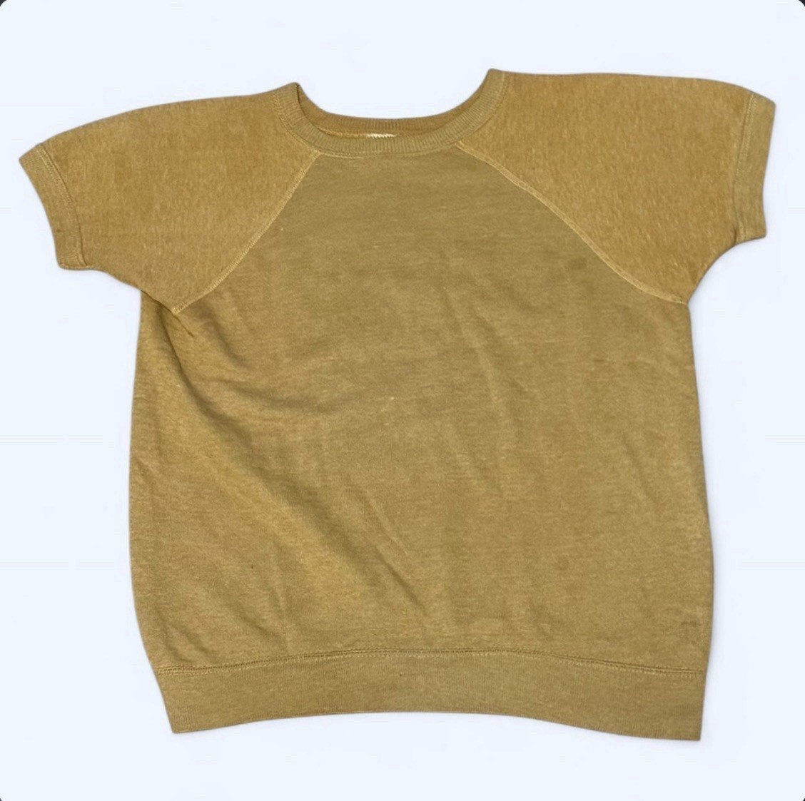 Vintage 1970s J.C. Penney’s Cotton Blend Mustard Yellow Short Sleeve Sweater M