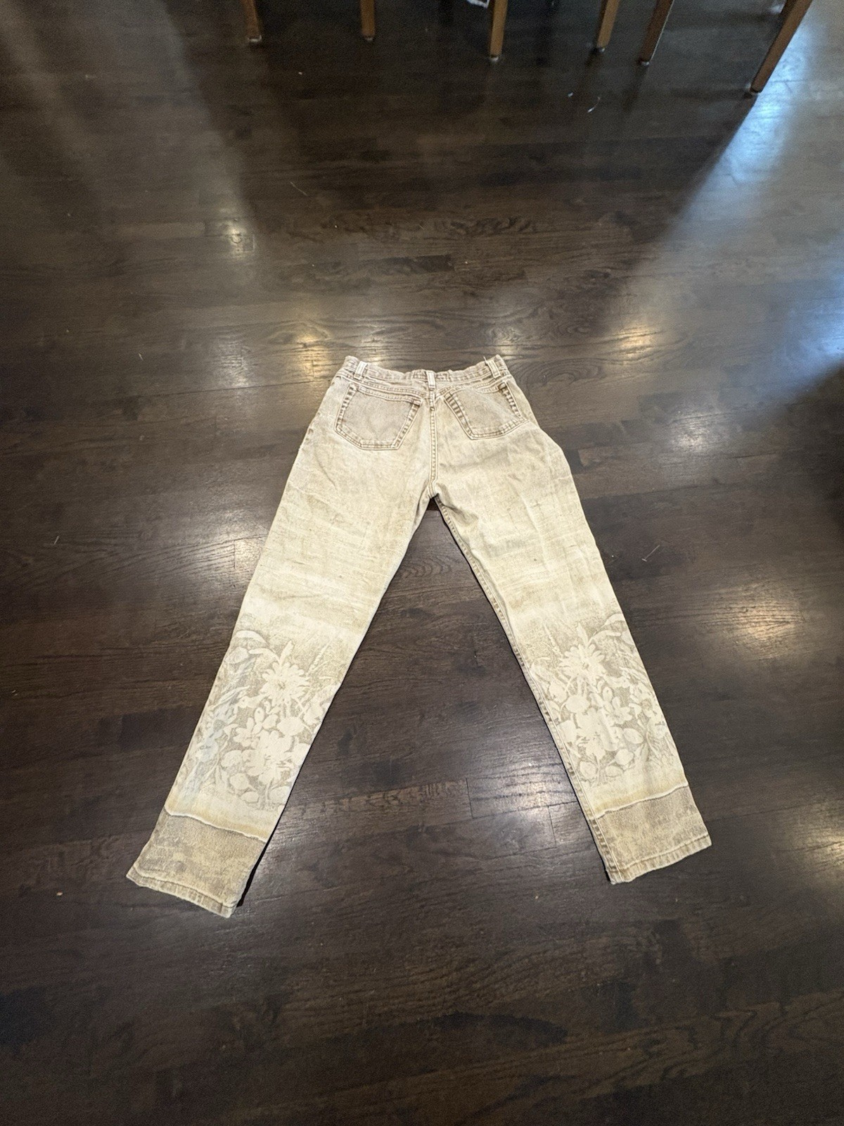 Vintage 90s Rare ROBERTO CAVALLI Distressed Floral Jeans Denim Women’s S