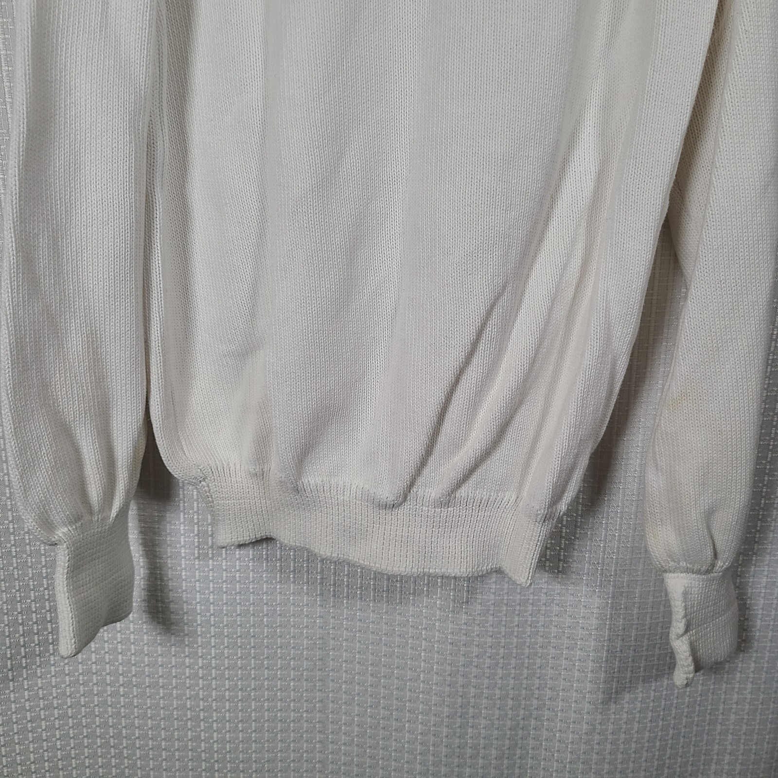 Vintage Lady Pickering White Golf Sweater Sz M Long Sleeve V-Neck Pebble Beach