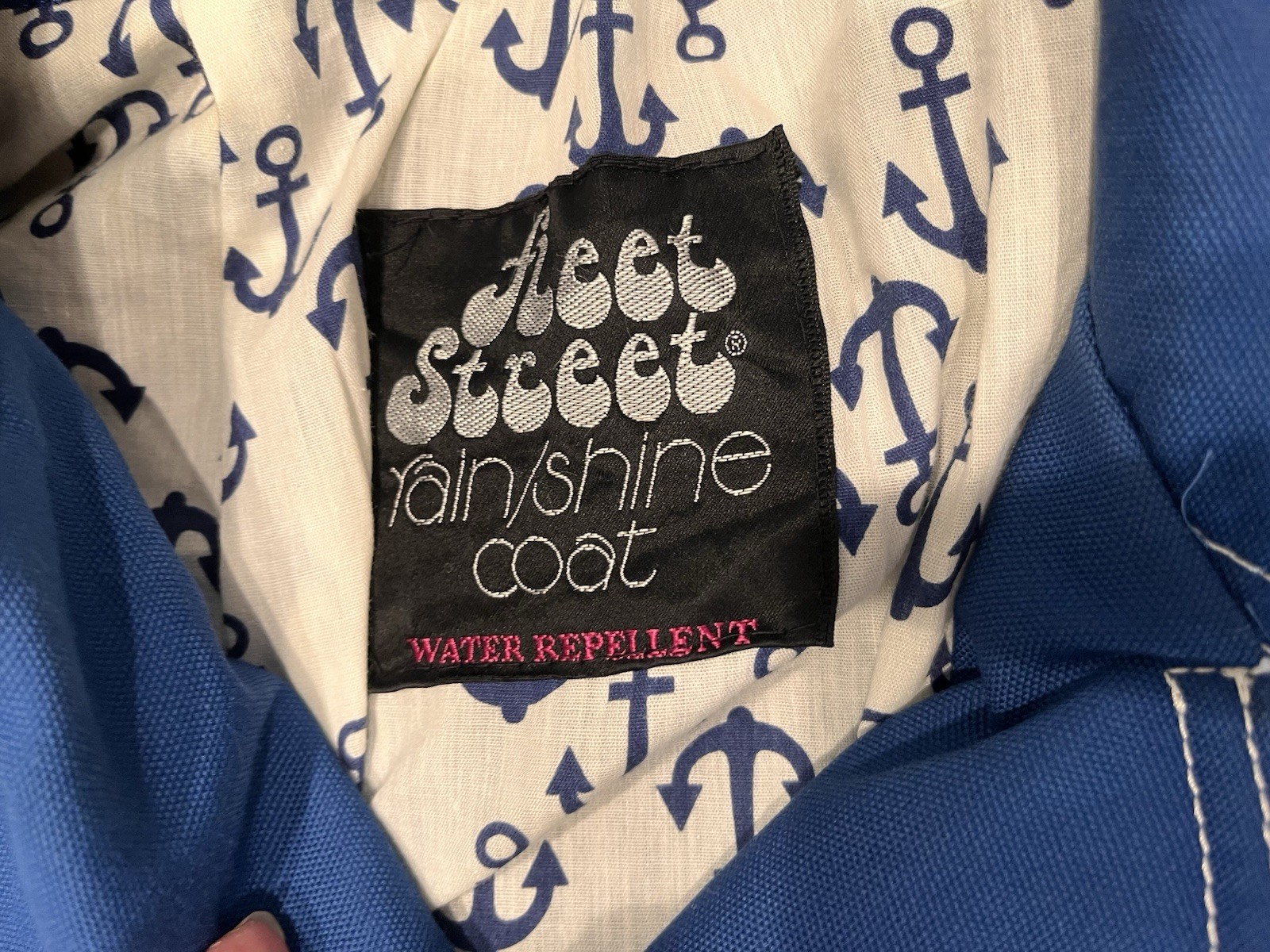 Vintage MOD Fleet Street Rain/Shine TRENCH Coat Sz 16 Water Repel 60’s 70’s Blue