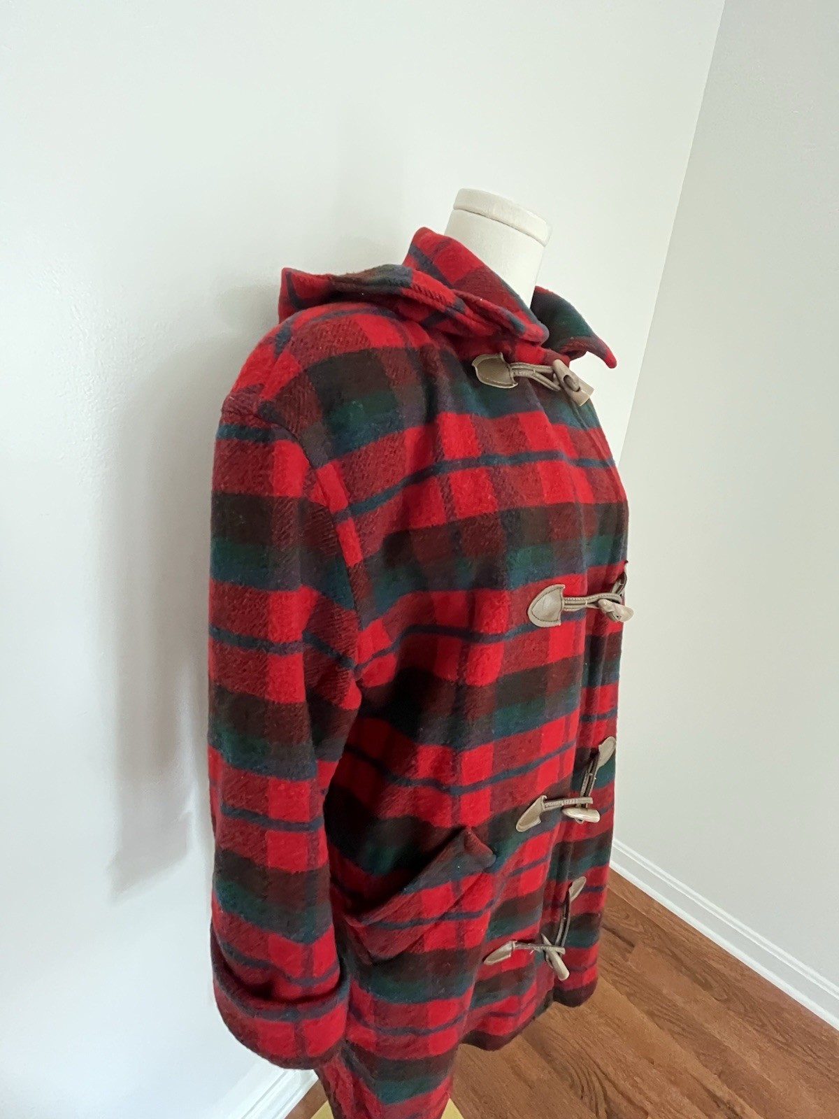 Vintage Talbots Wool Coat Size 10 Plaid Hooded Made in USA Union Made FAST SHIP