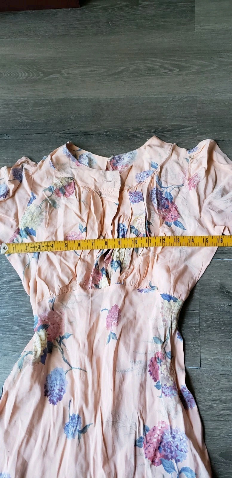VTG 30s Peach Floral Print Bias Cut Dress Gown Sz XS/S? Art Deco DAMAGE STAINS