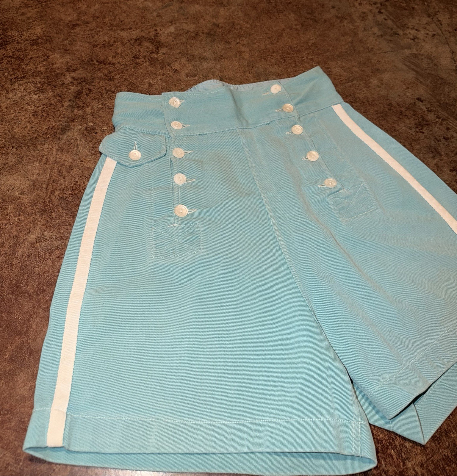 Vintage 40’s 50’s Whitman Gabardine Button Front/Flap Twill Sailor/Play Shorts