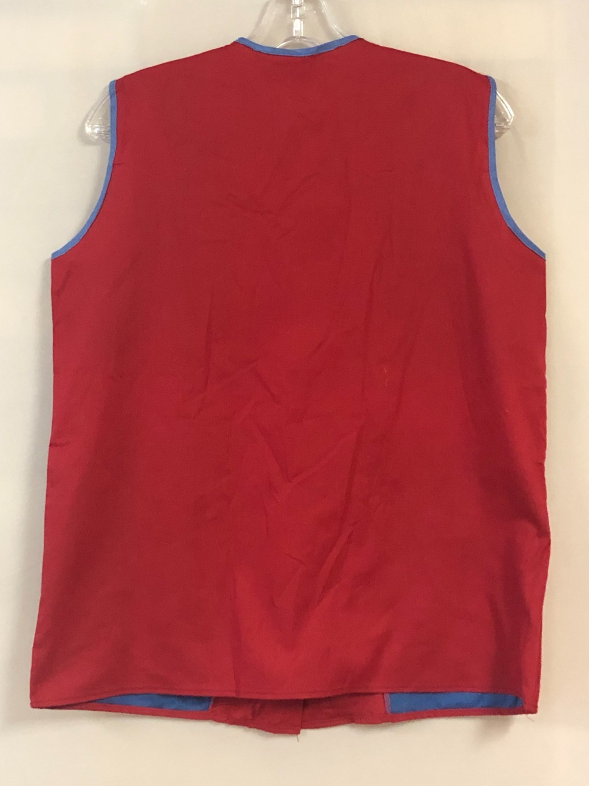 Vintage 1983 Goblettes Red & Blue M/L Smock Top Snap Closure NOS Deep Pockets