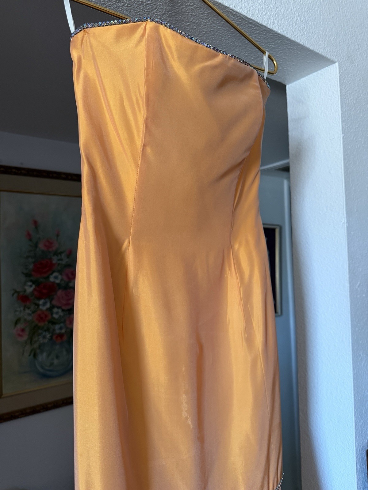 Y2K VTG Jessica McClintock Taffeta & Rhinestone Strapless Gown Size 6 XS Juniors