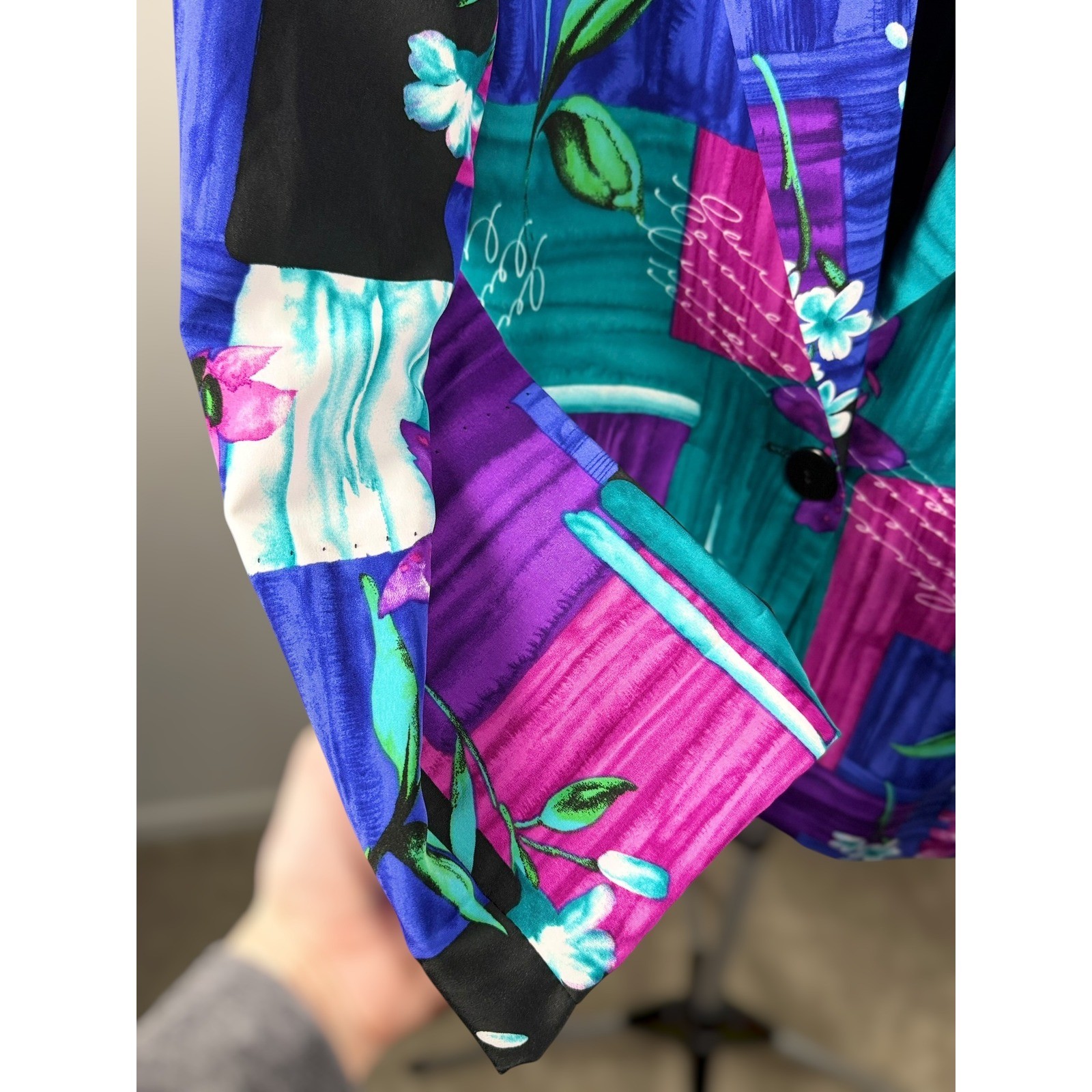 Vintage Willow Ridge Blazer Multi Color Floral Abstract Patchwork XL-P 80019