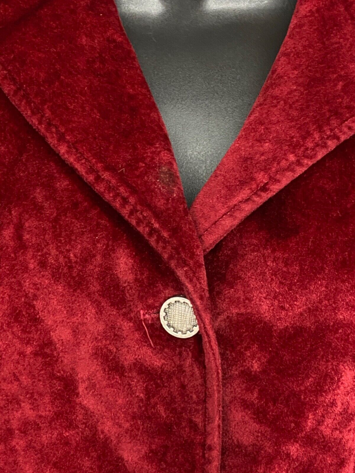 Vintage 1970s red velour jacket blazer, dark velvet velveteen goth S