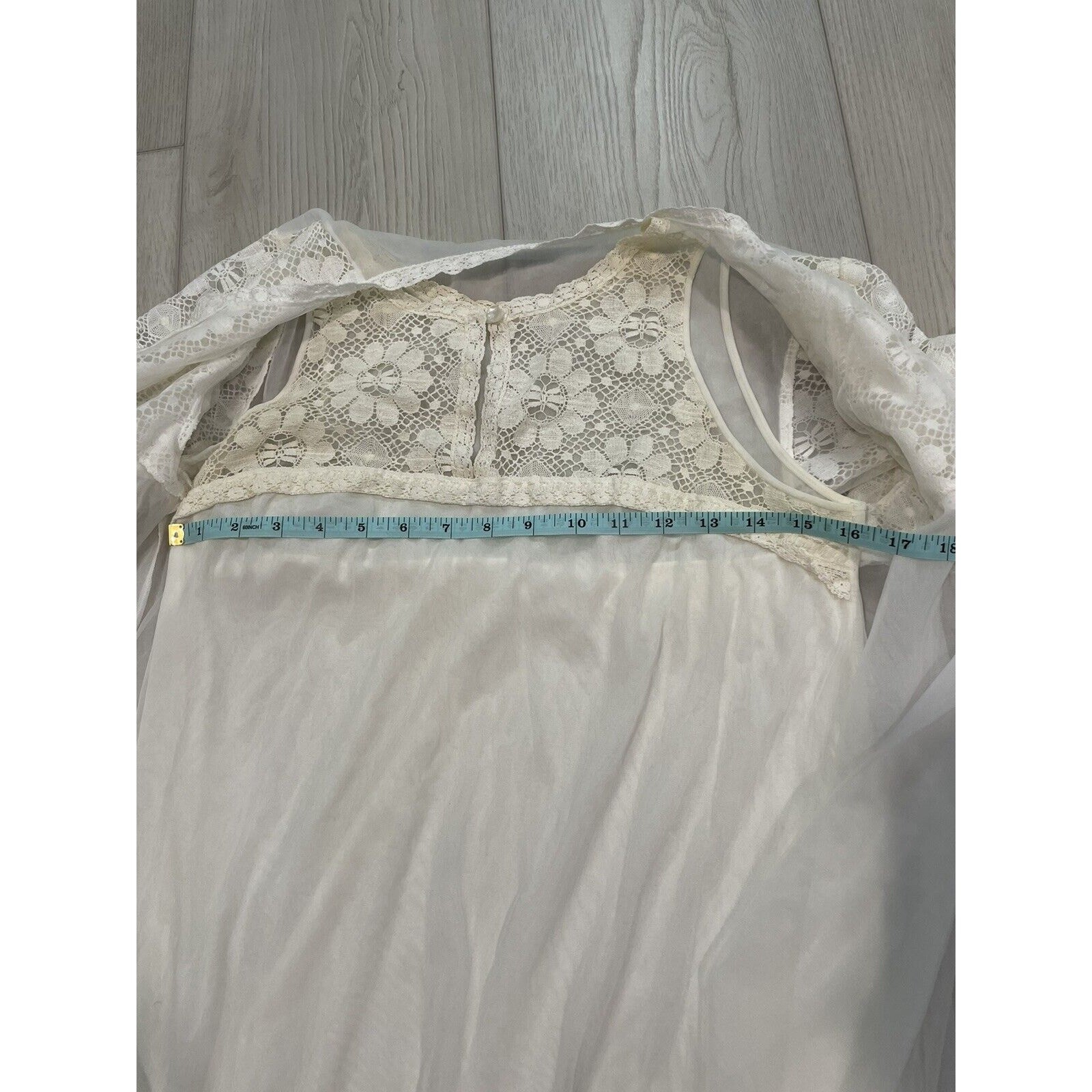 Vintage 1960s Nylon Lace Nightgown Robe Peignoir Set White Sears Roebuck Small