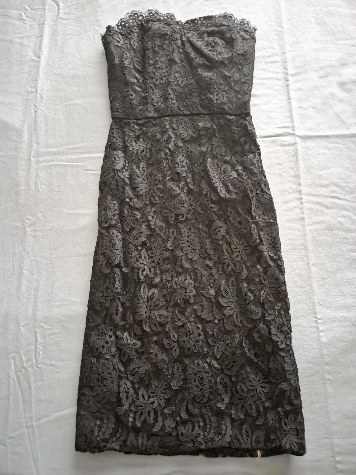 Vintage Edward Abbott Wilson Folmar Black Lace Strapless Dress, Elegant Cocktail