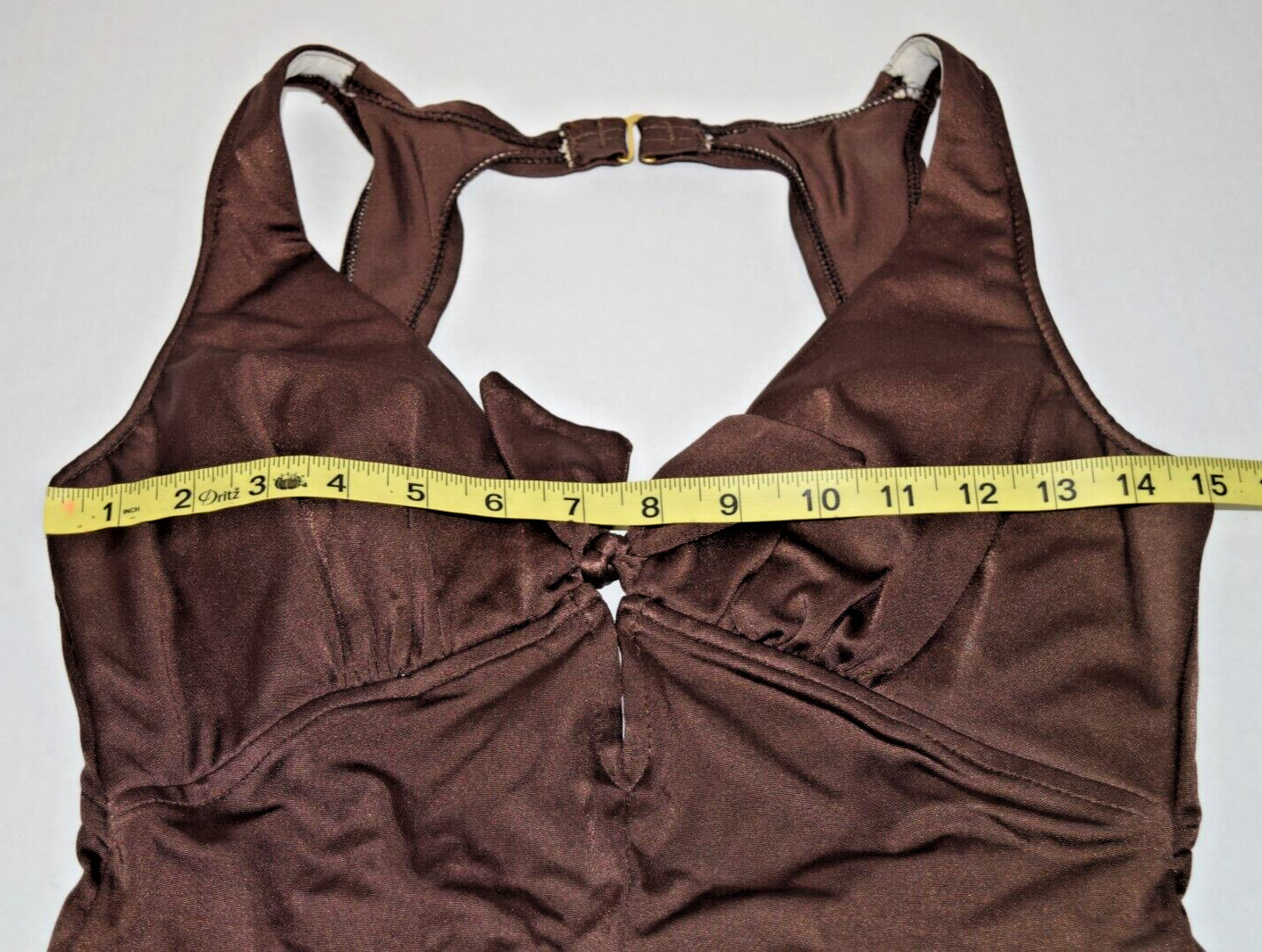 Swimsuit VTG 50s 60s Cole of California Silky Chocolate Brown Back Clasp Sz S/M