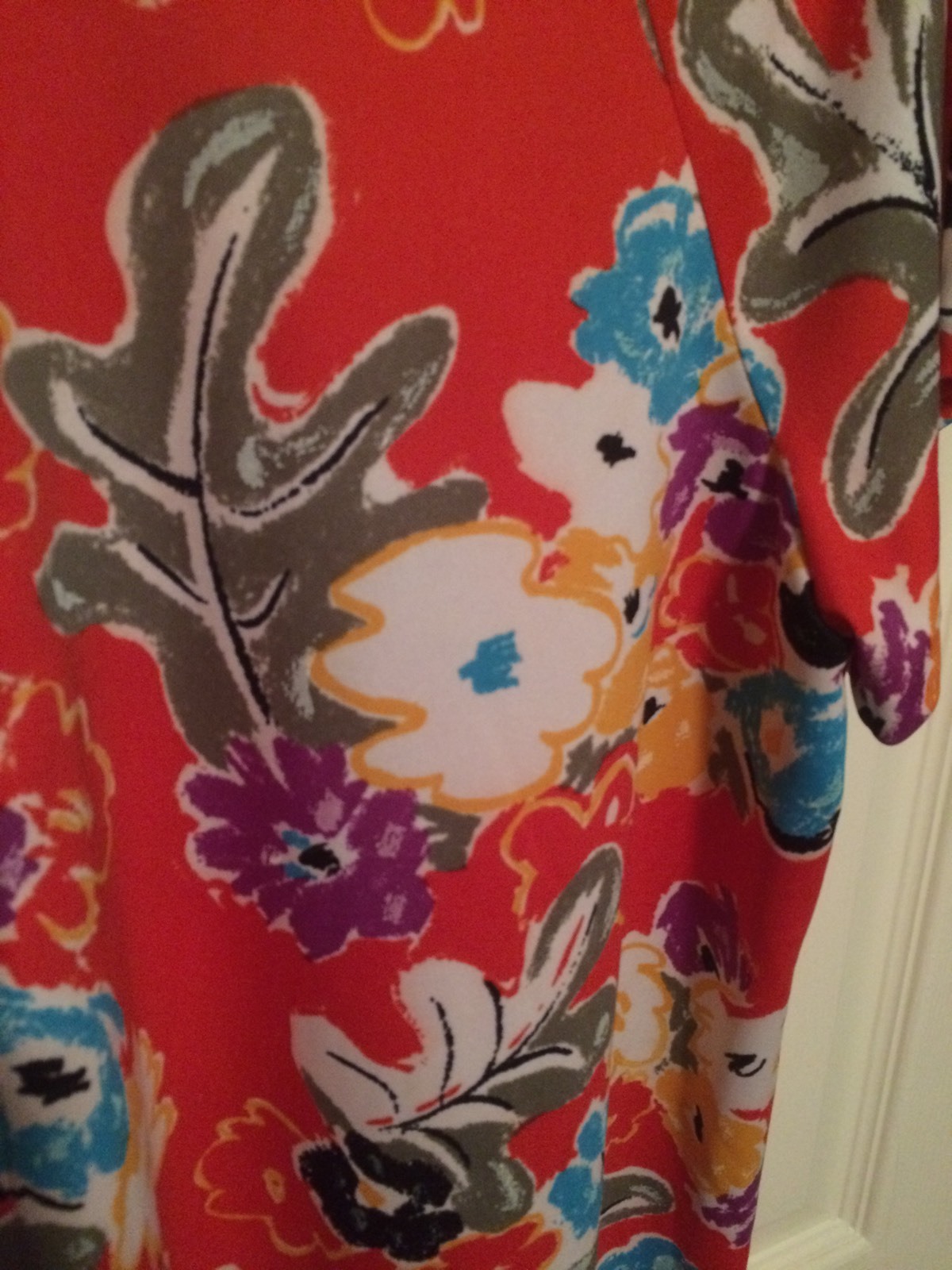 Vintage Zip-Front Elaine Sklar Bright Vivid Colored Floral Robe Lounger Large