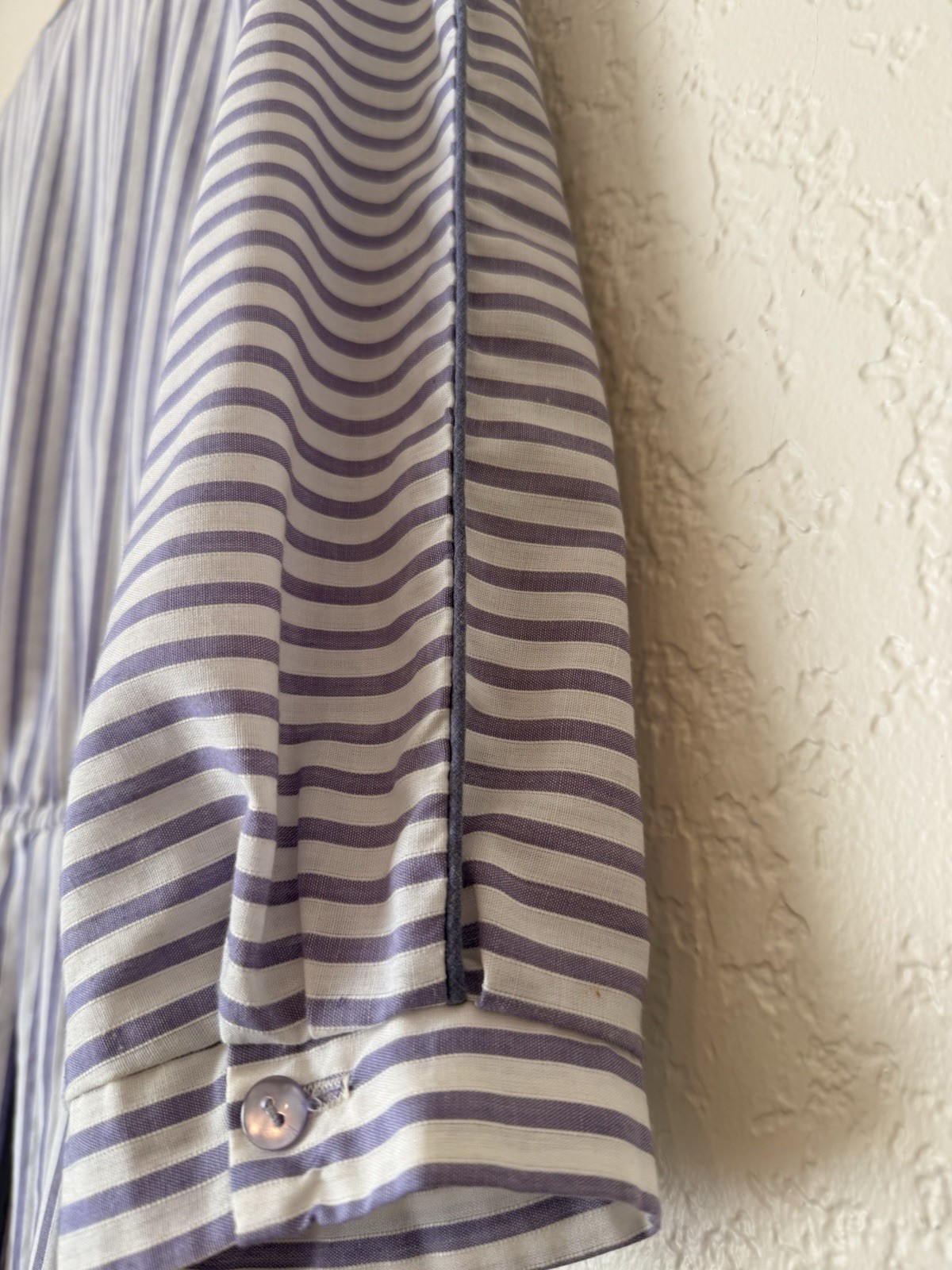 Vintage 80s Sears The Fashion Place Lavender Striped 9 to 5 Midi Day Dress S M