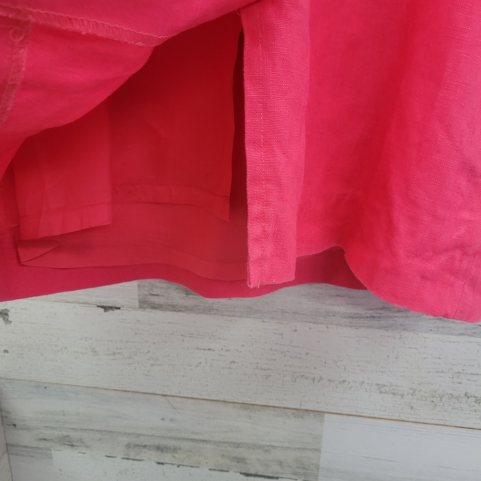 Vintage 90s Ellen Ashley Pink Linen Sheath Dress Pockets Lined Size 4