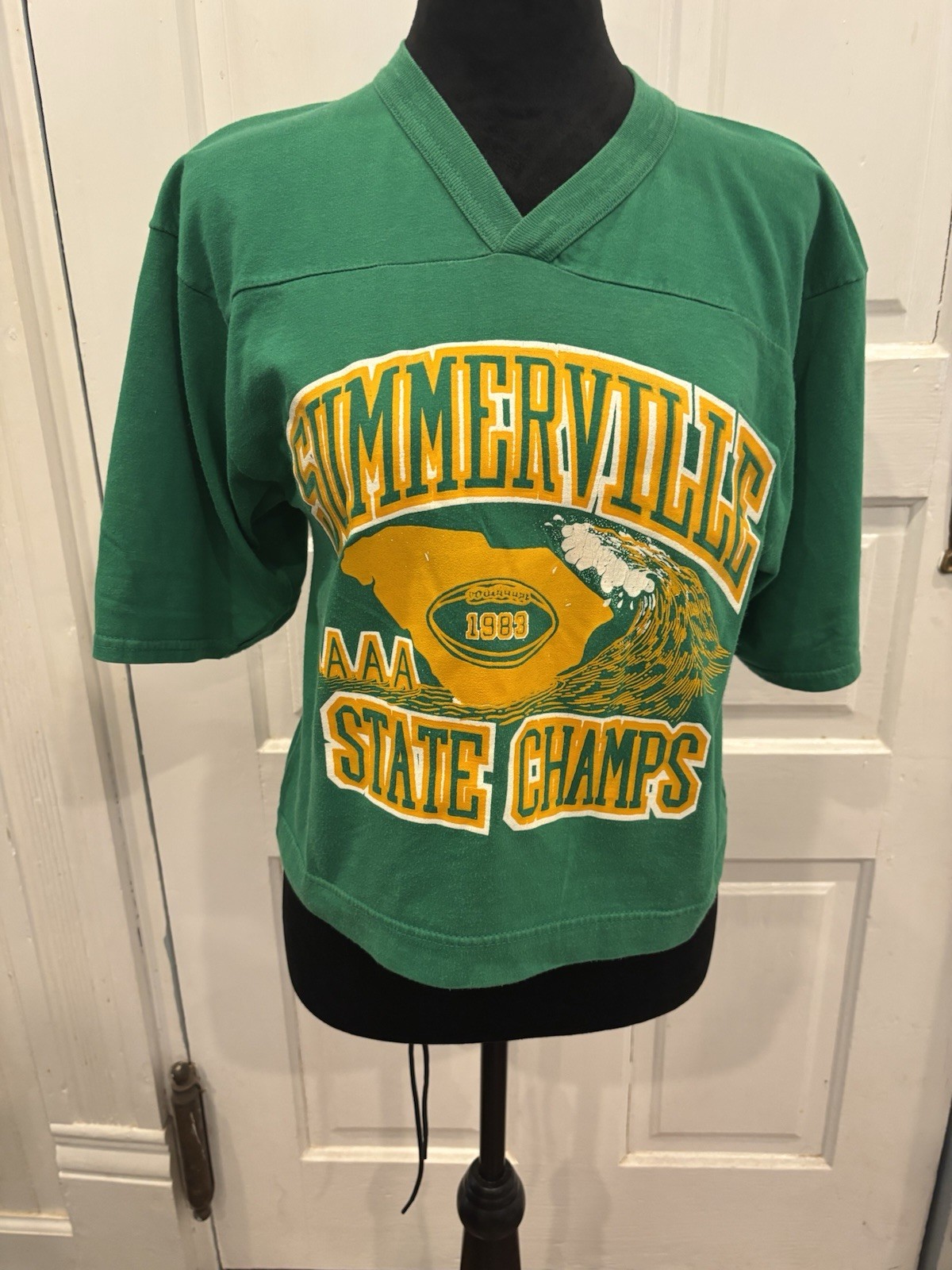 Vintage 1983 Summerville AAA State Champ V Neck Crop Shirt Barbie Sz M