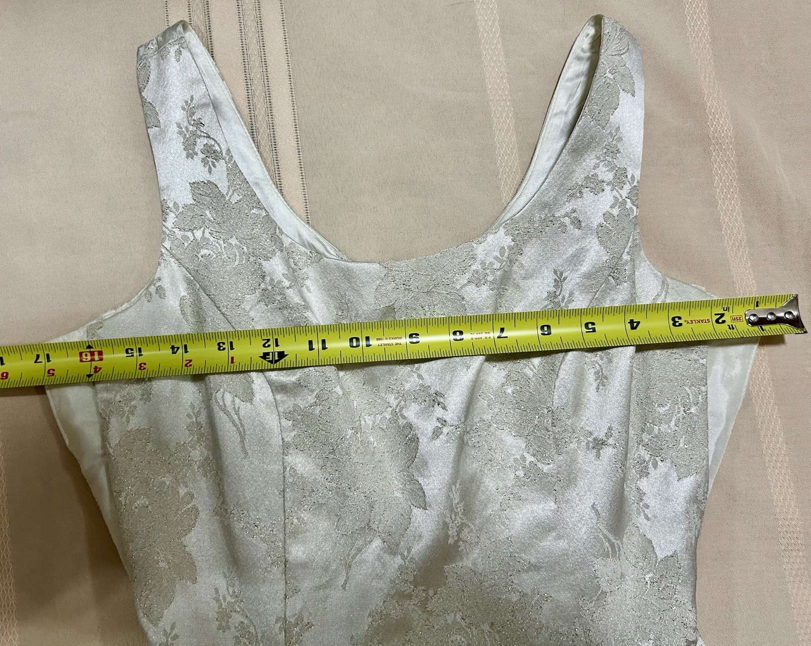 Vintage 90s Gunne Sax Size 3/4 Brocade Ivory Gold Gown Wedding Formal Jacquard