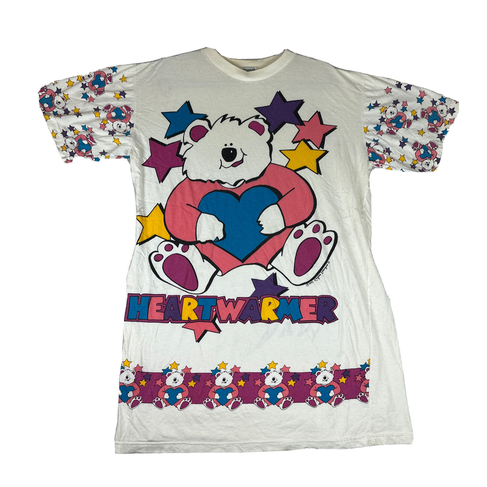 Vintage 1995 Jennifer Dale TEDDY BEAR HEARTWARMER Tshirt Long Nightgown