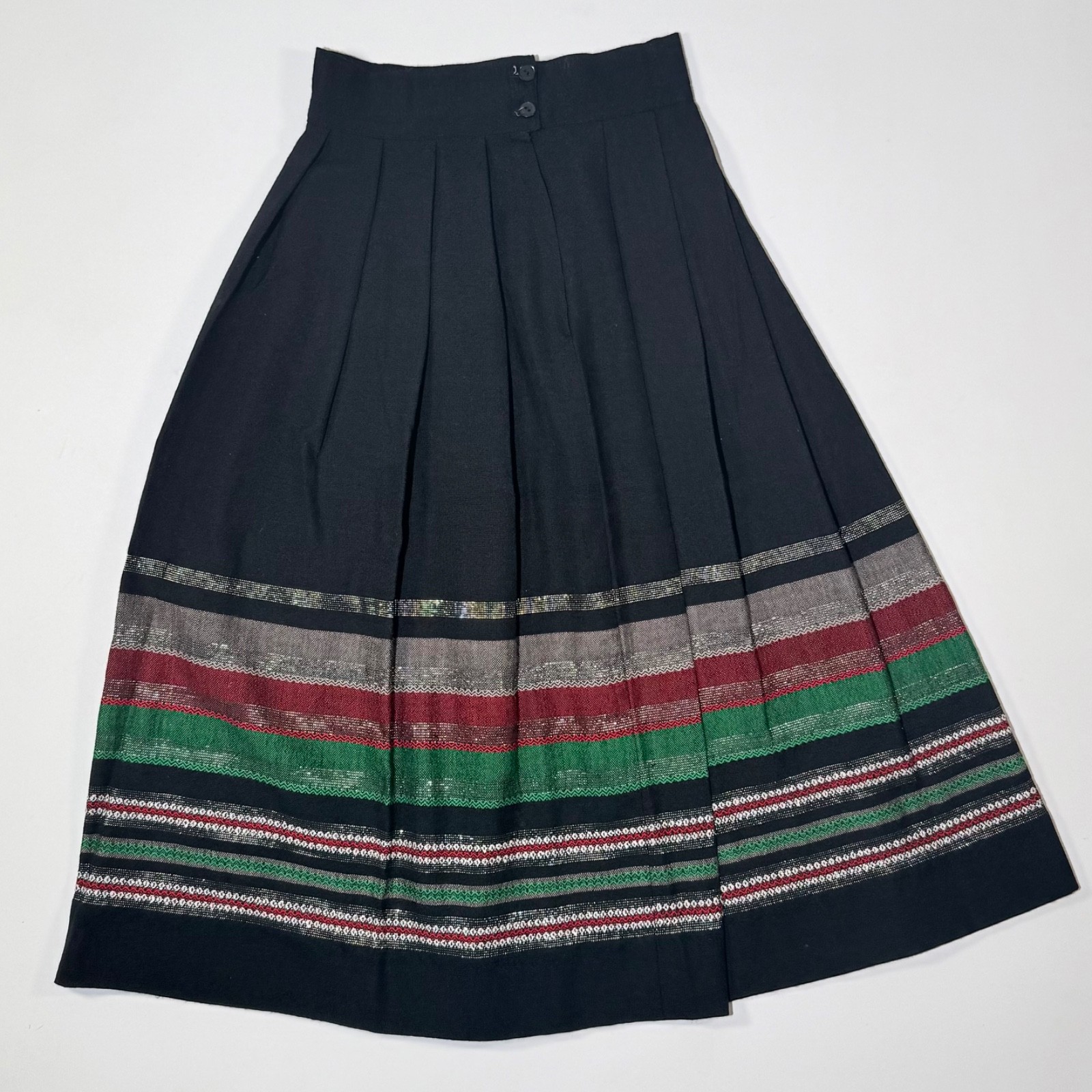 Vintage Wool Pleated Skirt With Stripes