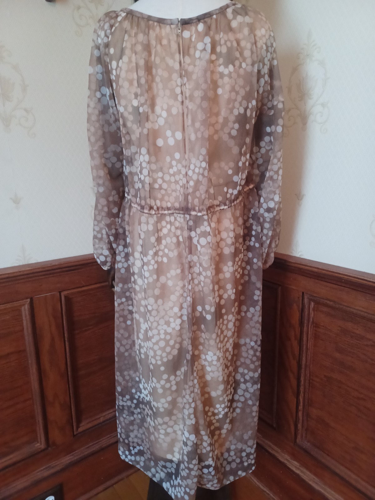 Vintage 1970s Solo San Francisco Brown and White Boho/Ethereal Midi Dress
