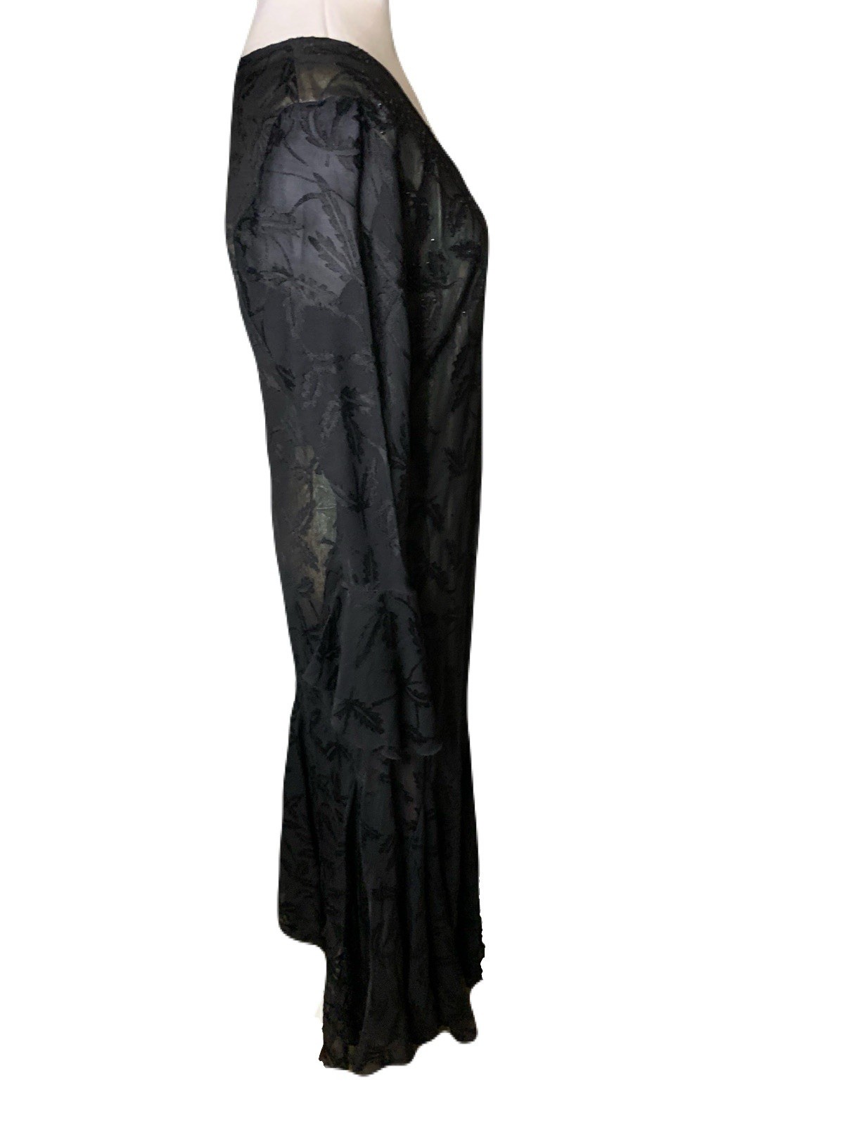 Vintage 90s NWT TEMPTATION Mesh Maxi Dress Whimsigoth Beaded Goth Fairy Sleeve