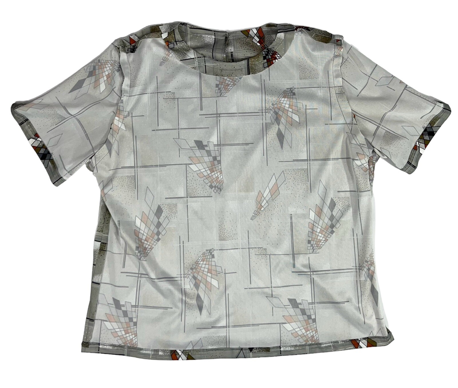 1970s POLYESTER DISCO SHIRT GEOMETRIC MOD OP ART RETRO VINTAGE GROOVY Women’s L