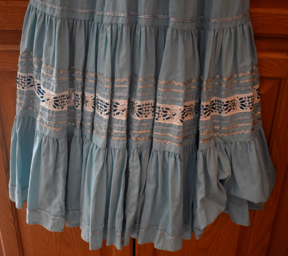 Faye Creations Tucson AZ Blue Square Dance Dress Size Small Western Vintage 50s