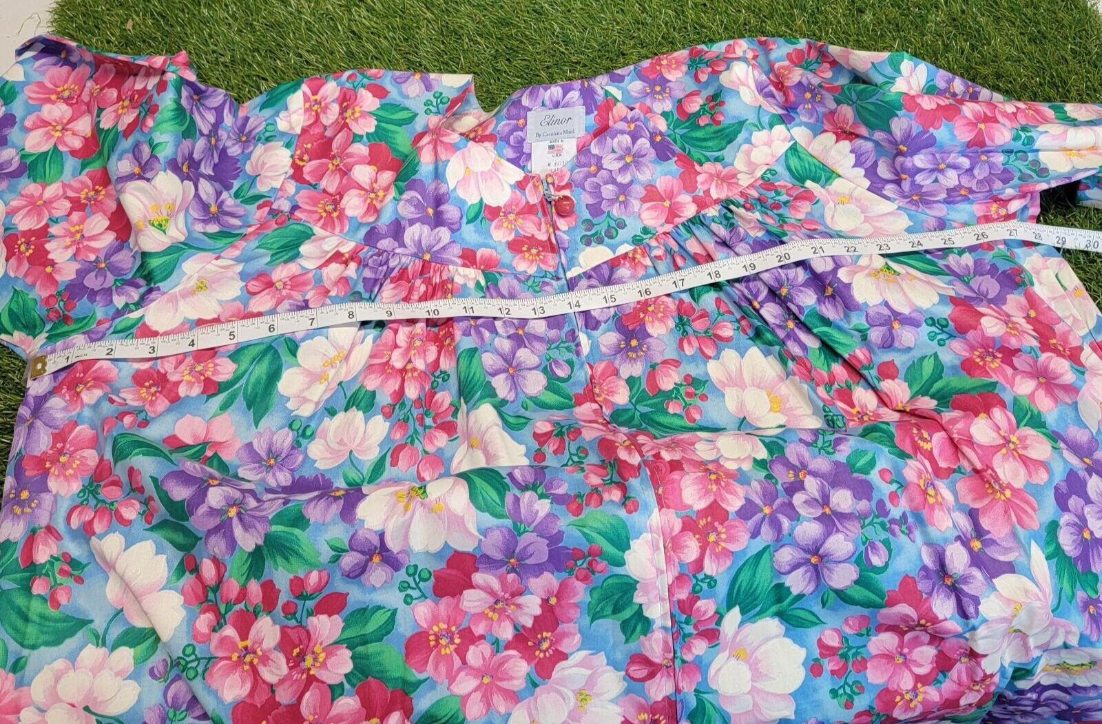 Vtg Elinor Carolina Maid Floral House Dress 70s 80s 90s Size Large Made In USA