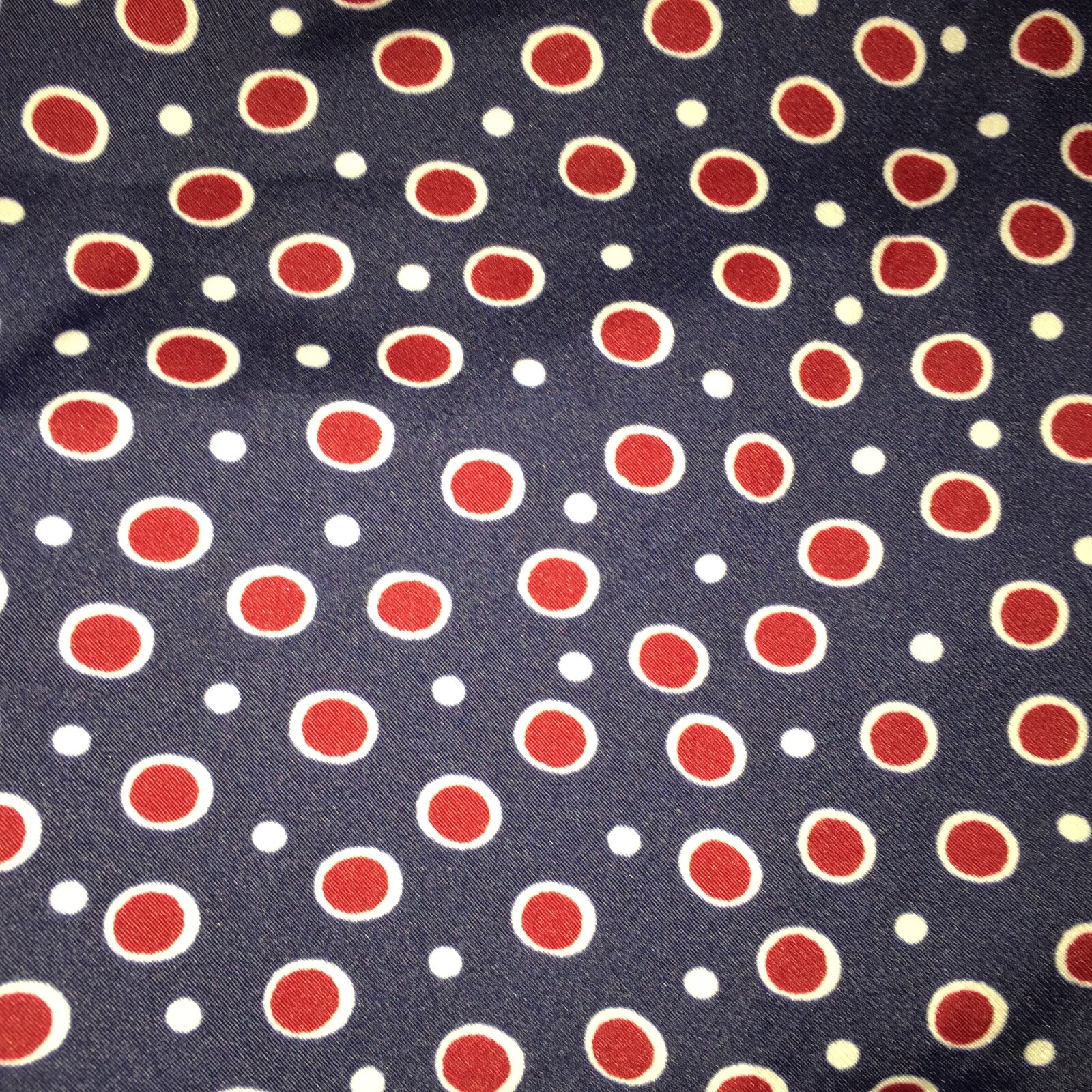 Womens Vintage BLOUSE THREE FLAGGS Navy and Red Polka Dot Pattern 21.25 Bust