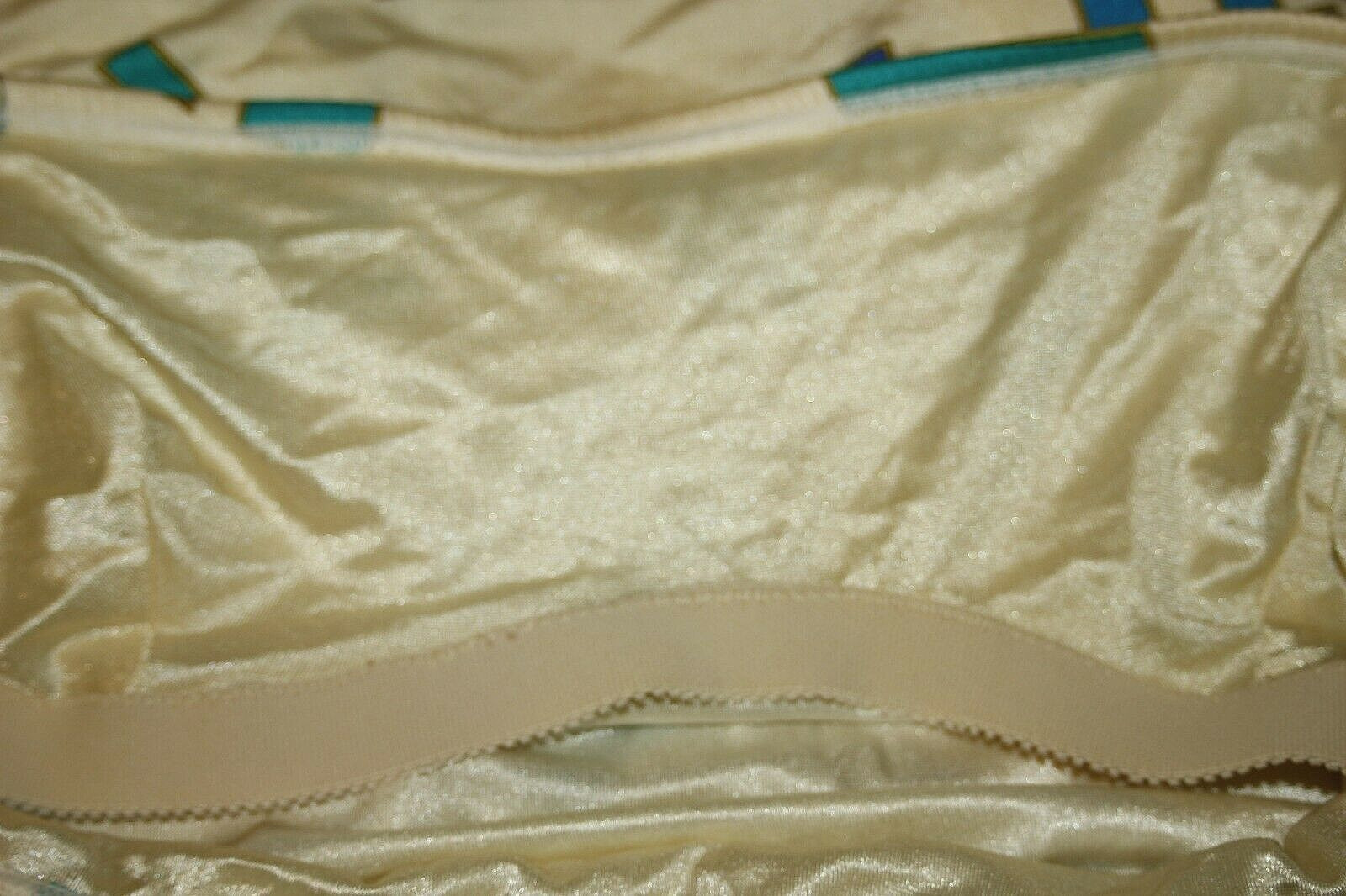 VINTAGE SEA QUEEN 70s 80s Tankini Top Bottom 2 Pc Swimsuit Ivory Blue Green 18