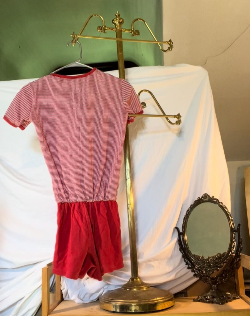 Vintage 80s 90s Red White Striped Romper Gym Outfit Playsuit Women’s M