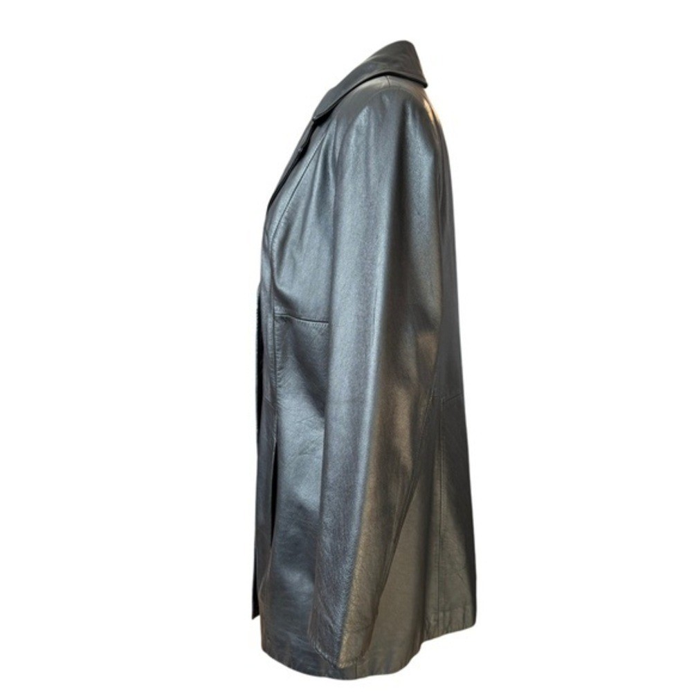 Preston York Vintage 90s Black Leather Jacket Small Minimalism Blazer Coat