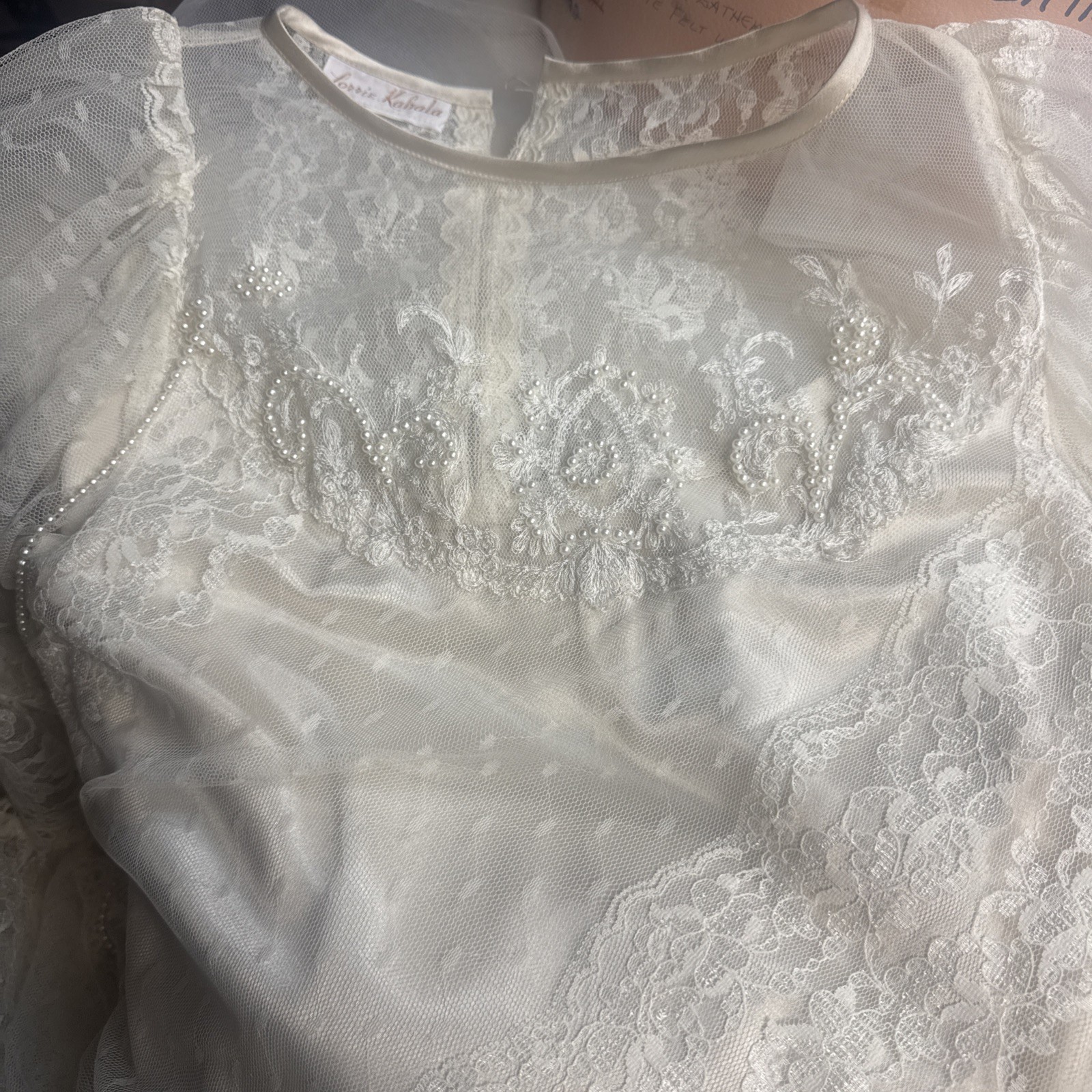 Vintage 80s Lorrie Kabala Lace Dress Bell Sleeve Boho Bridal New Size S M 8 Prom