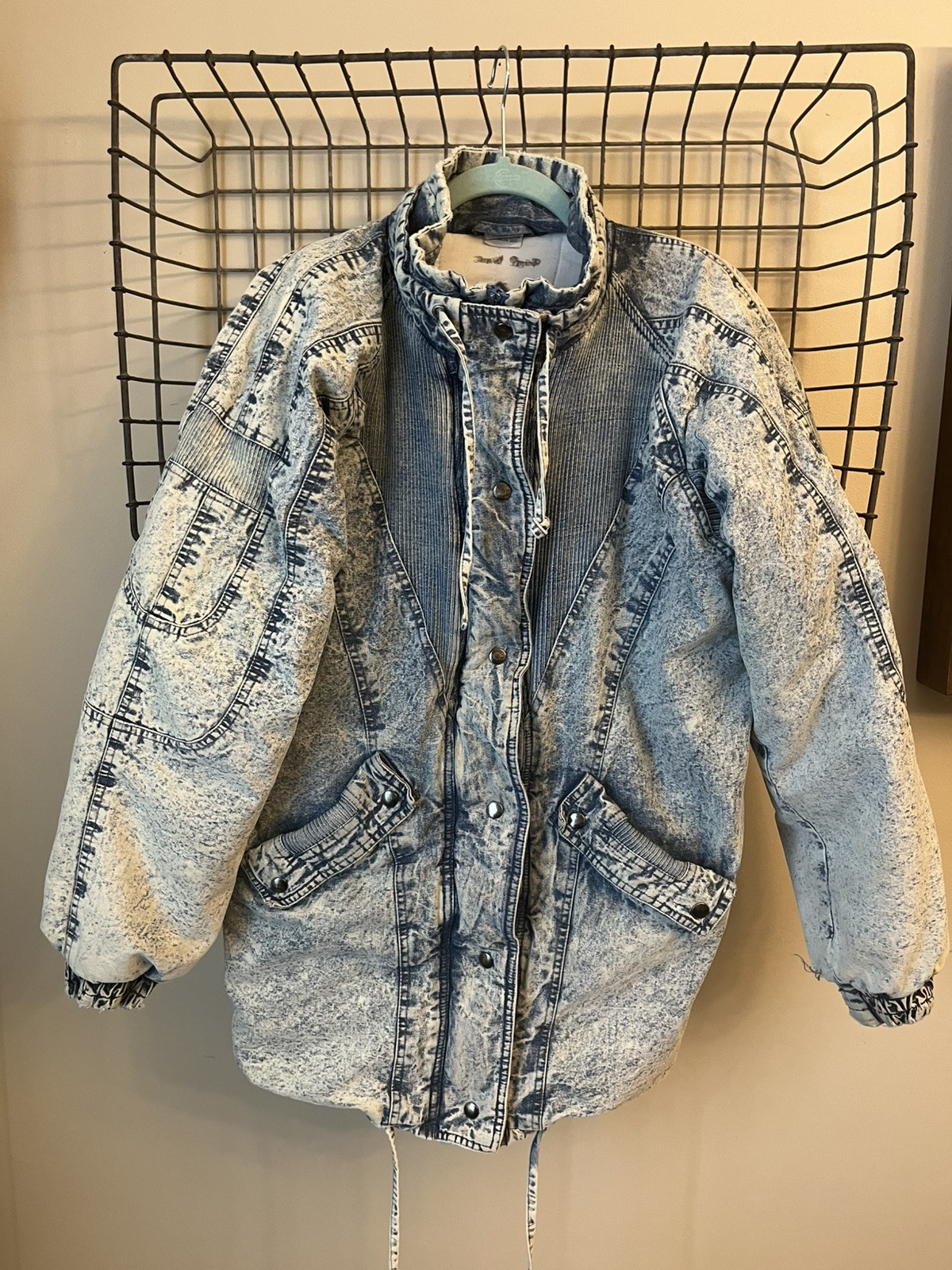 VTG 80’s Acid Wash Long Denim Jean Coat Jacket Sergio Valente 5/6