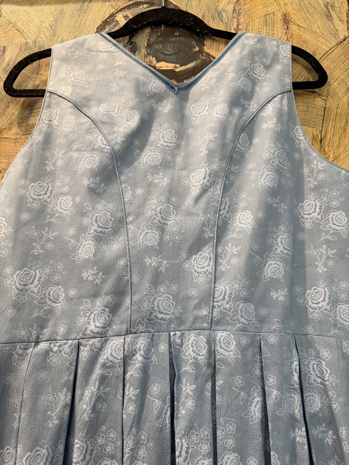 Vintage Angermaier Wenger Austrian Dirndl Dress Blue Floral Cotton Size 48