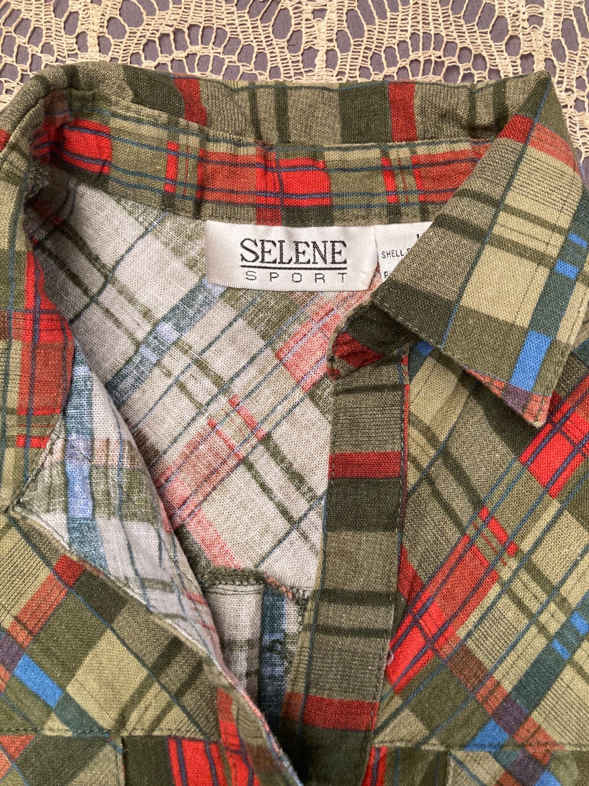 Vintage 80s Plaid Shirt Size Medium 1980s Womens Retro Golf Leisure Preppy Sport