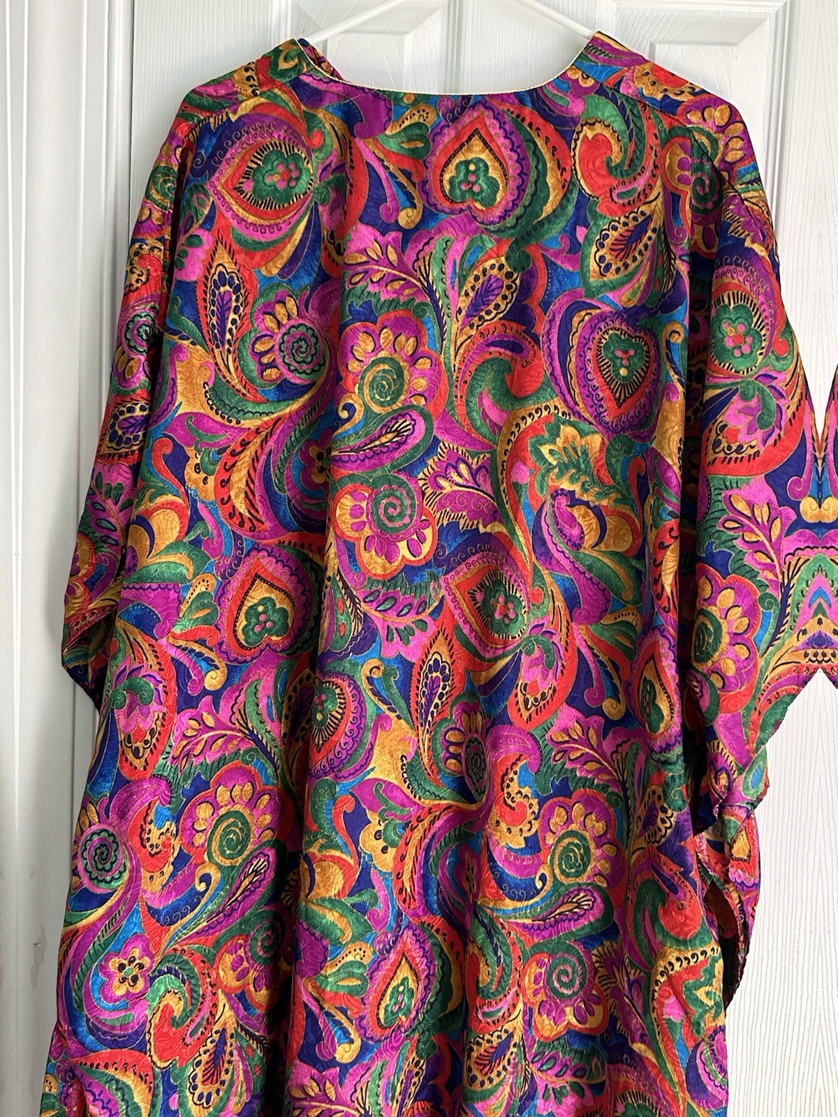 Vintage 80’s Details Colorful Caftan Kaftan Paisley Lounge Dress Mumu One Sz