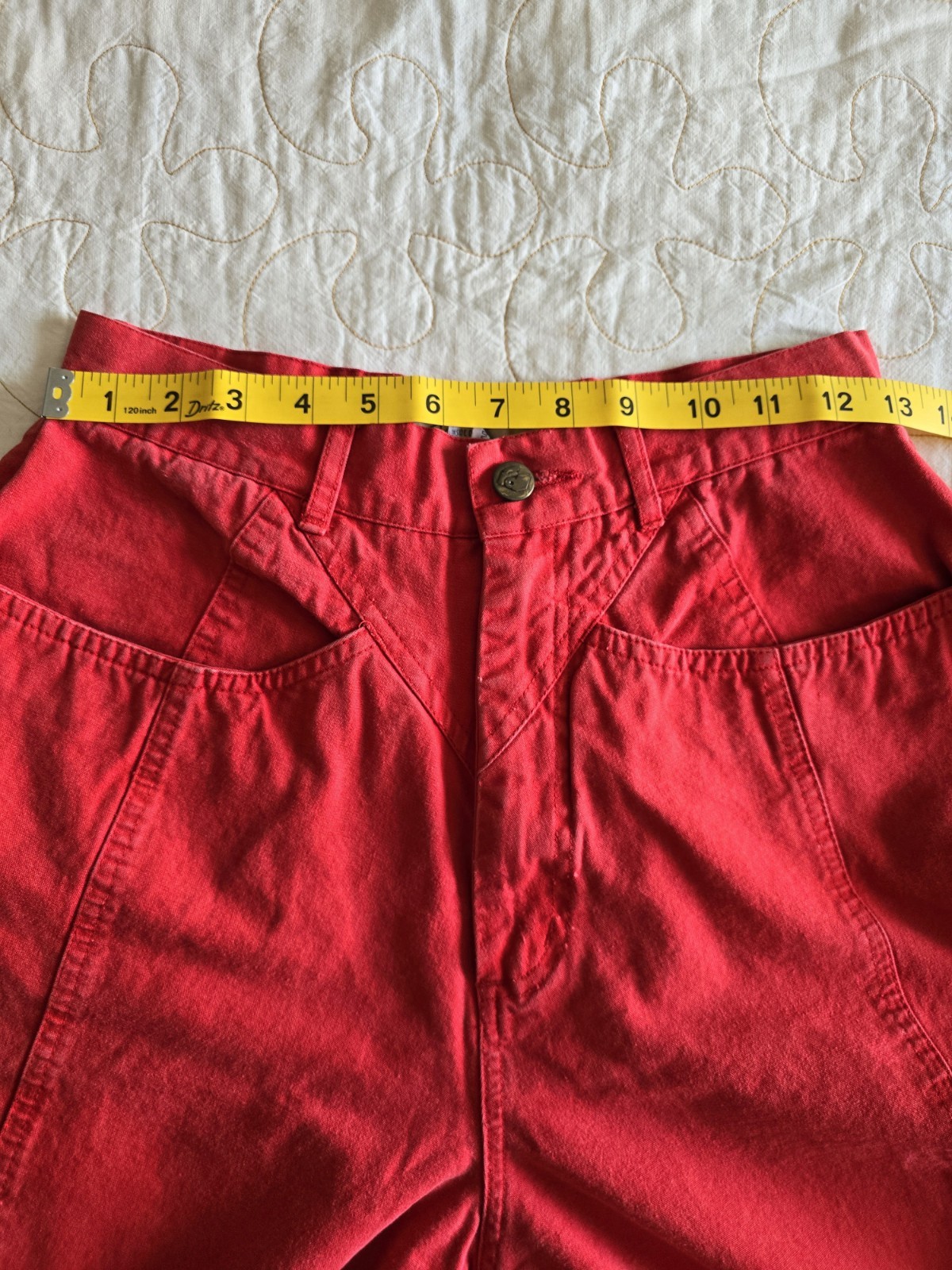 Vintage 80s 90s Red Mom Jeans Womens XS Small High Waisted 25/26 Inch Waist
