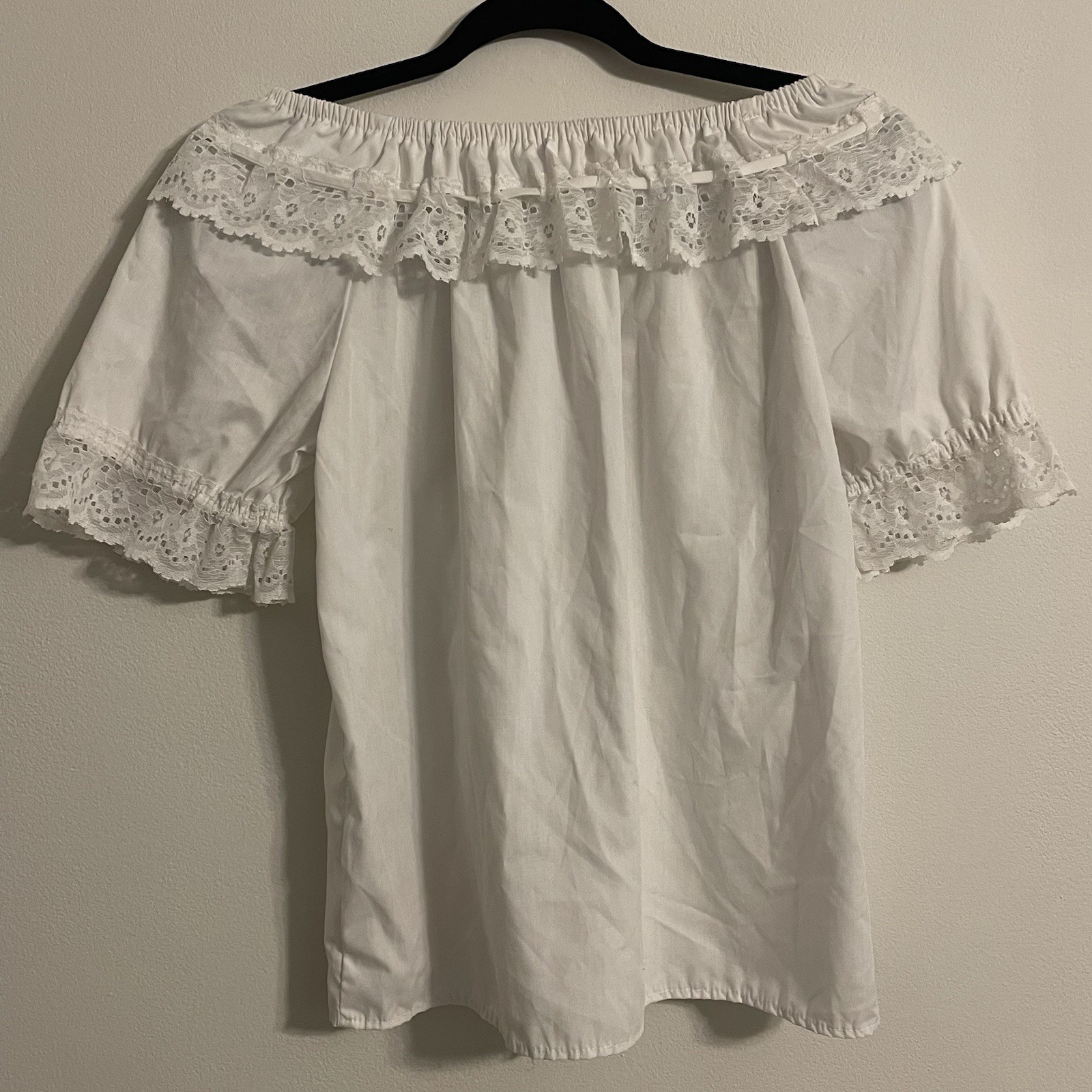Partners Please by Malco Mode San Francisco Made In USA White Lace Peasant Top