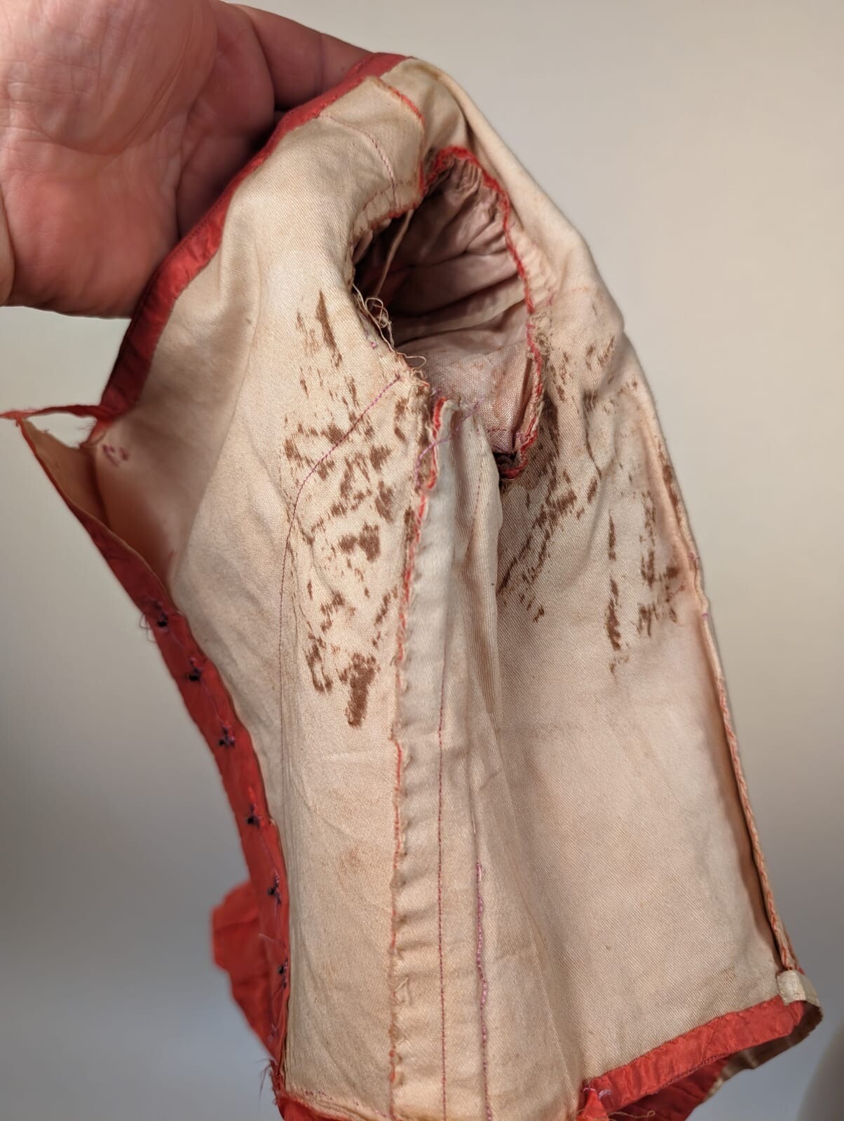 CIVIL WAR 1850’S PINK SILK TAFFETA BALL GOWN BODICE W PUFF SLEEVES