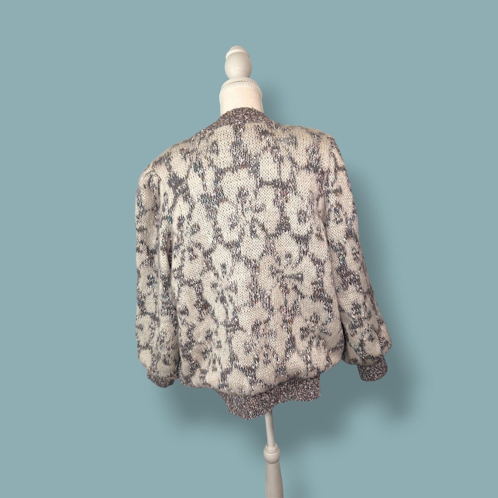 Vintage 80’s Rochelle California Chunky Floral Cardigan atomic Fleck Grandmacore