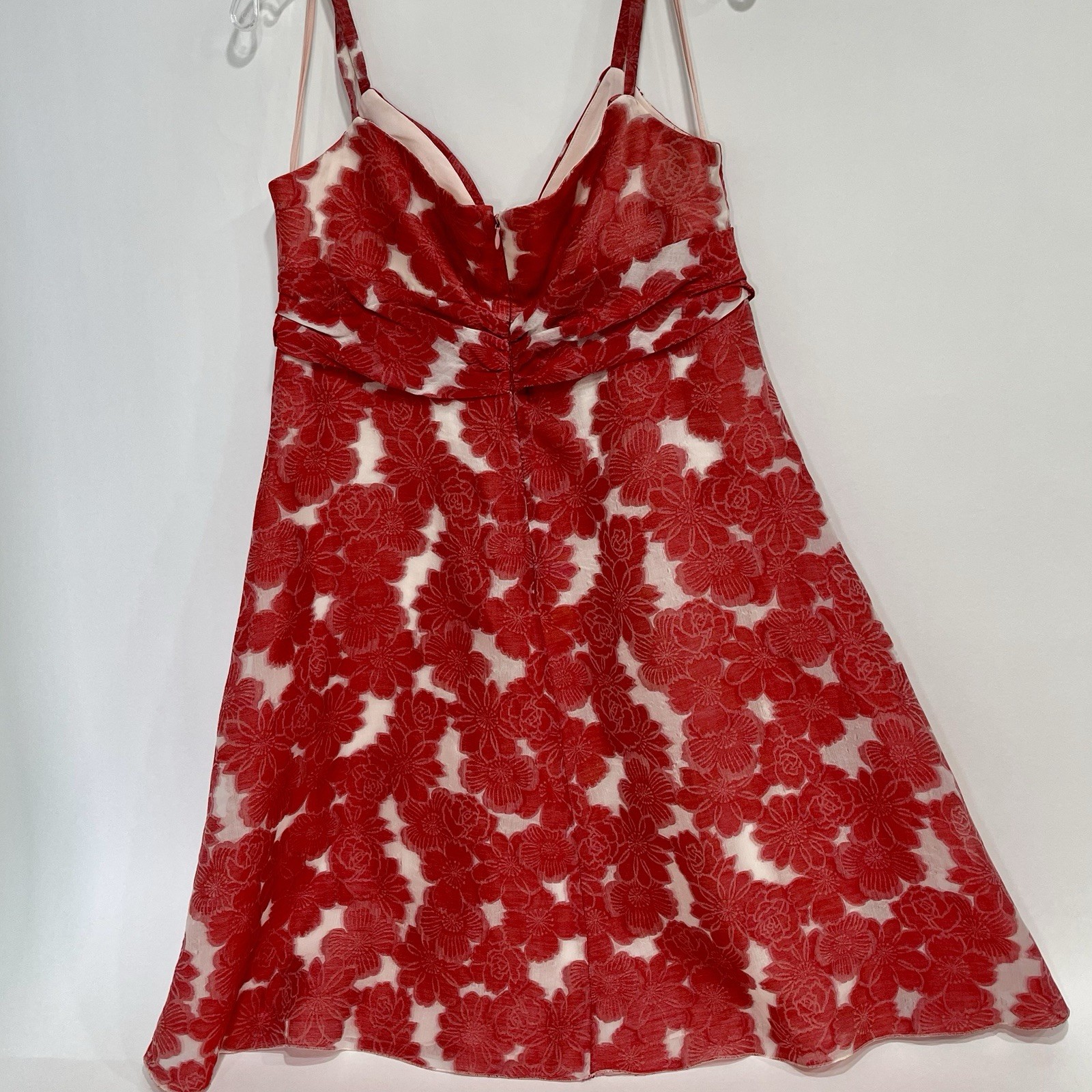 Vintage Giorgio Armani Floral Lace Sleevless Dress with Twisted Bust Detail Red