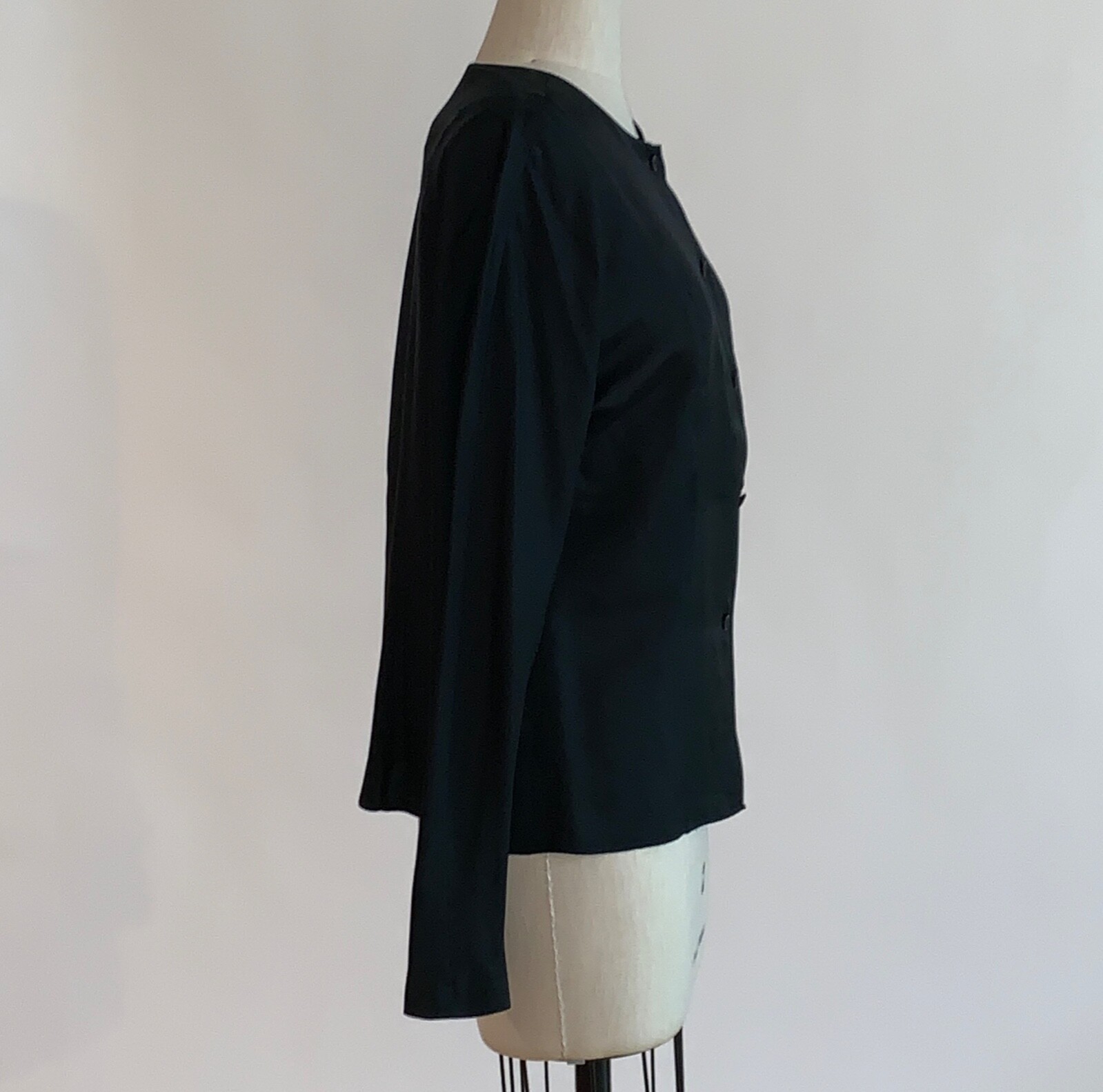 Stephen Sprouse 1980s Black Silk Button Up Blouse 6 S/M
