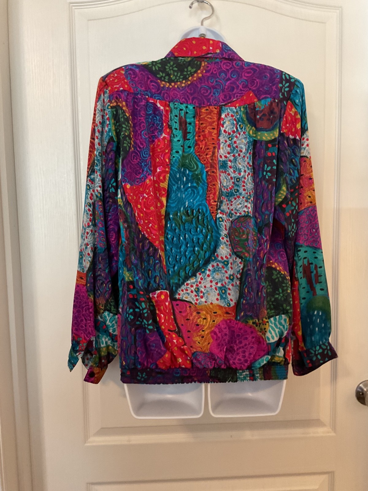 Vintage Da-Rue Of California Colorful Long Sleeve Elastic Waist Top Size 10 -B41